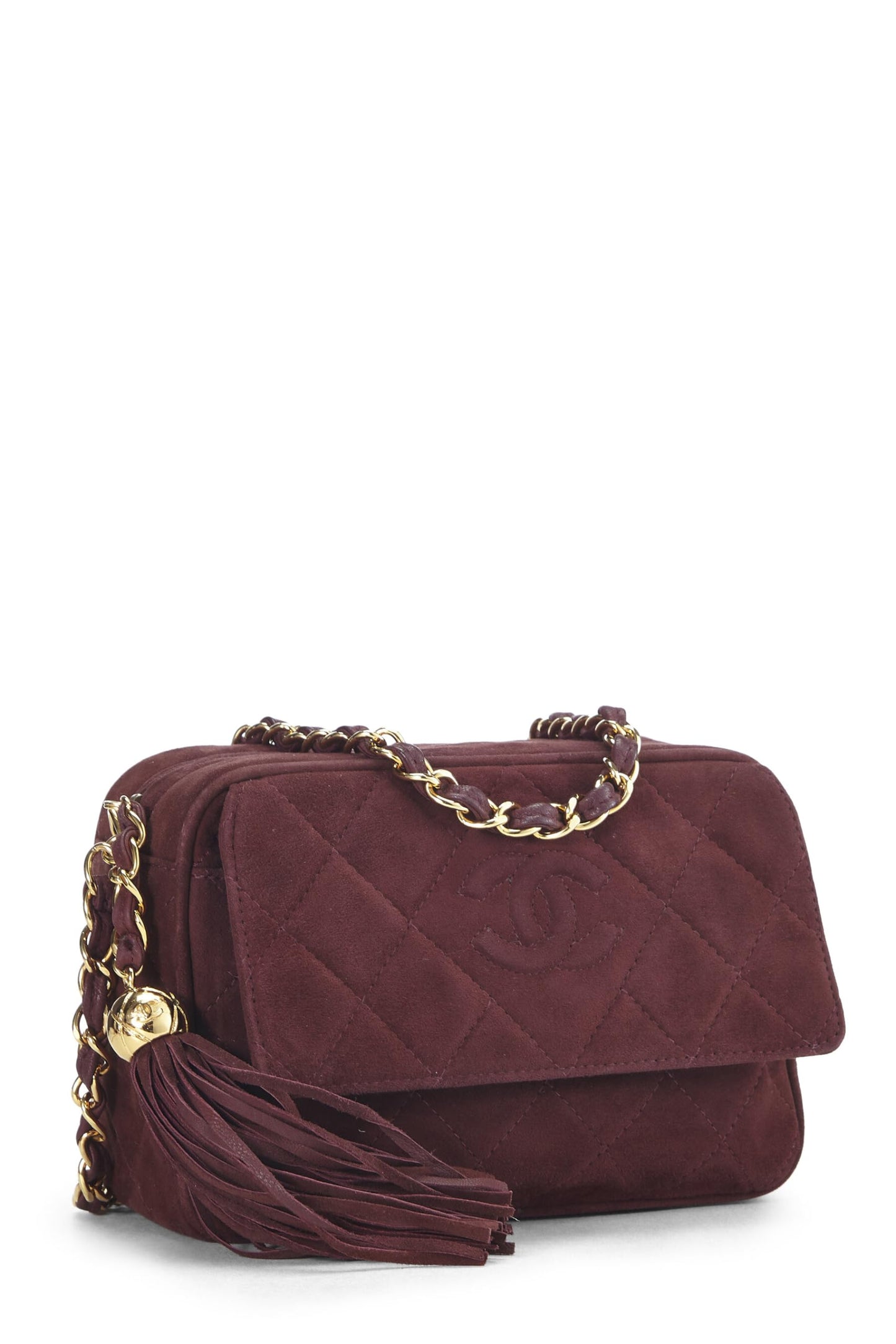 Chanel, Red Quilted Suede Diamond 'CC' Camera Bag Medium, Red