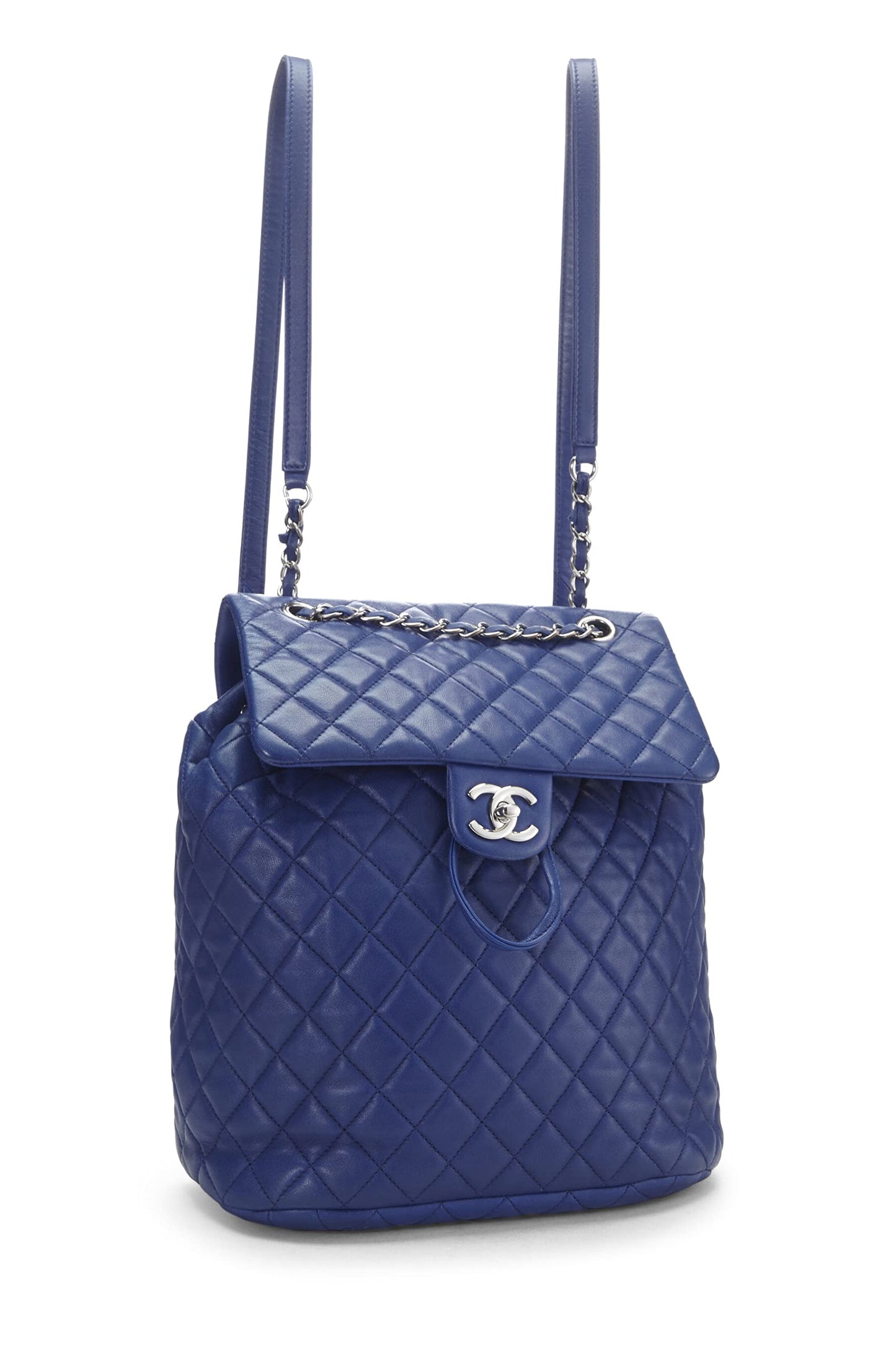 Chanel, Blue Quilted Lambskin Urban Spirit Backpack Large, Blue