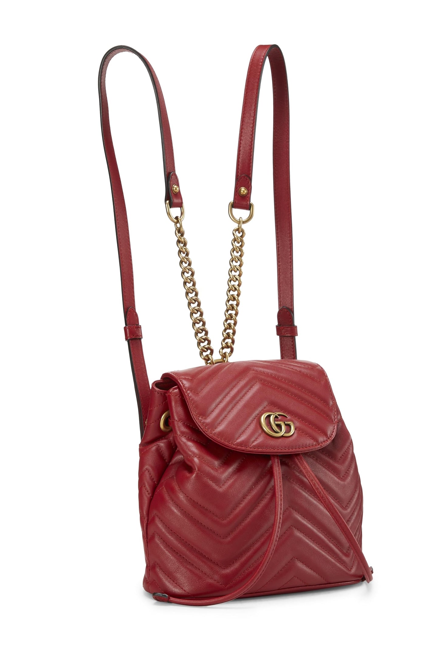 Gucci, Red Leather 'GG' Marmont Backpack Small, Red