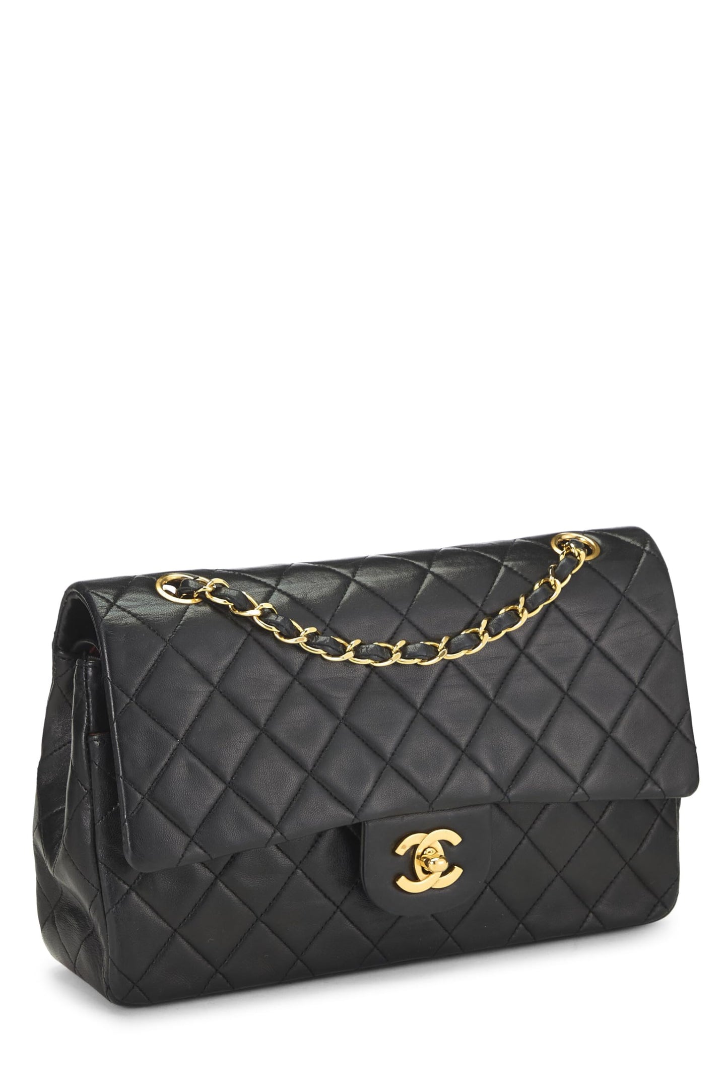 Chanel, Black Quilted Lambskin Classic Double Flap Medium, Black