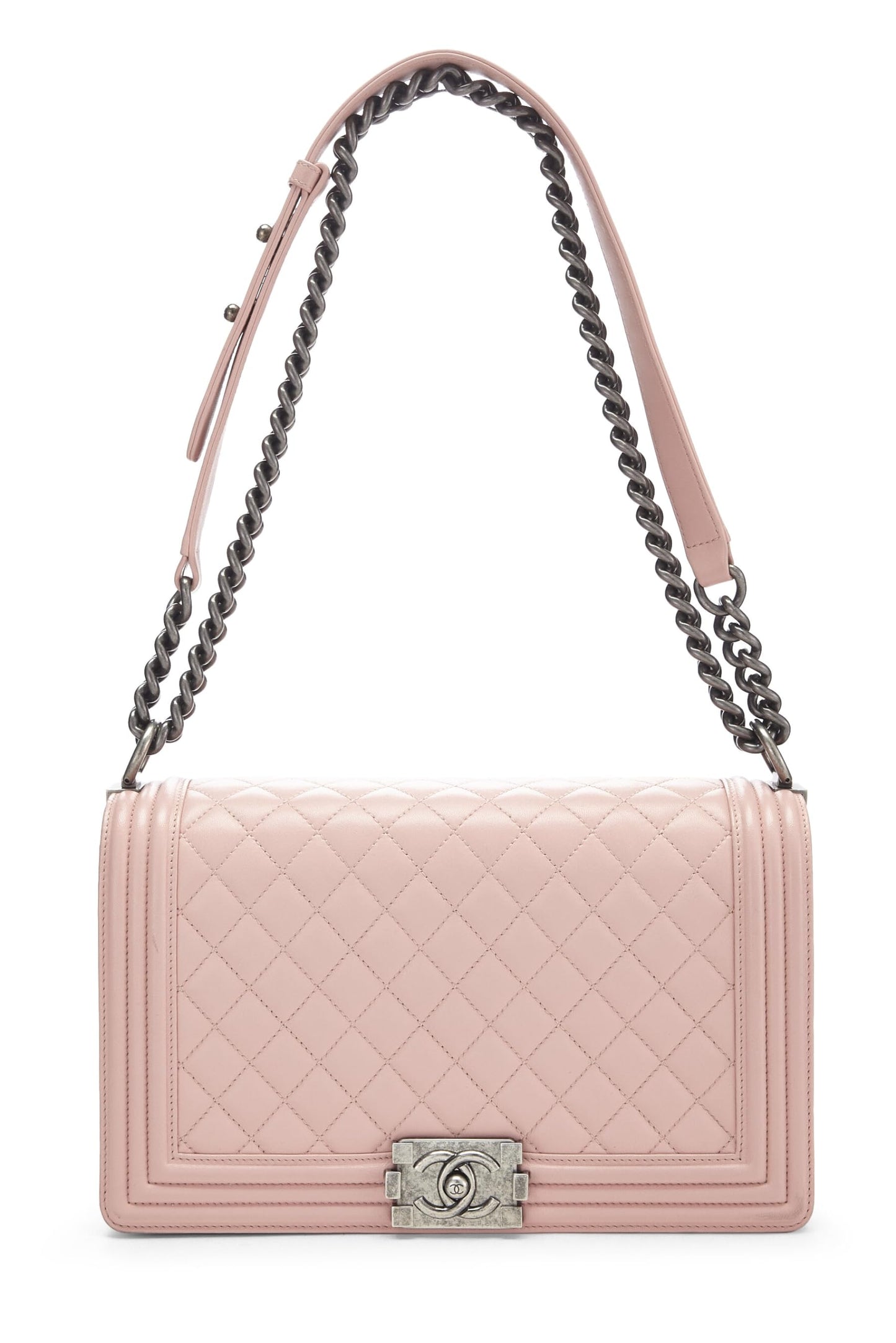 Chanel, Pink Quilted Calfskin Boy Bag Large, Pink