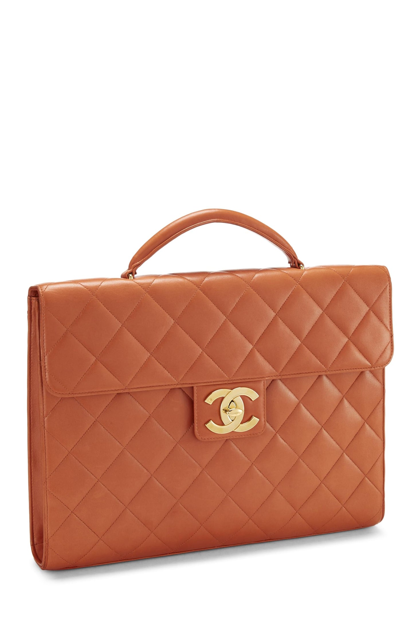 Chanel, Orange Quilted Lambskin Briefcase, Orange