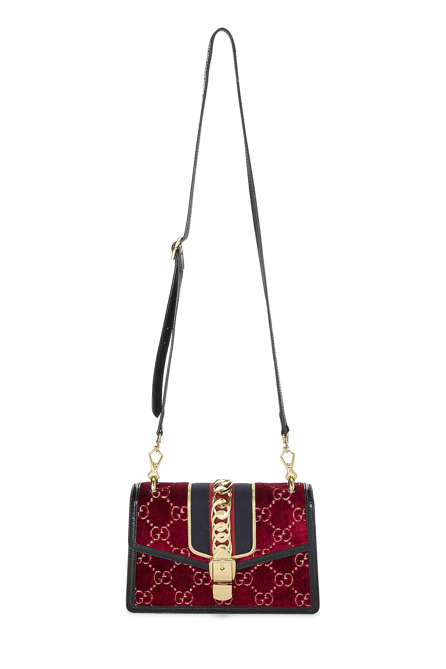 Gucci, Burgundy Velvet Sylvie Shoulder Bag, Burgundy