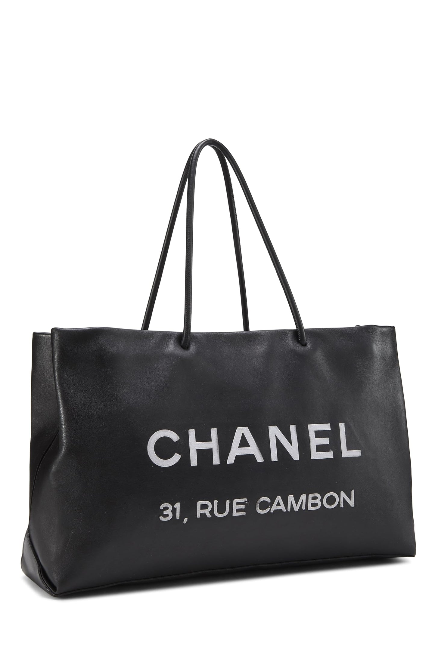 Chanel, Black Leather Essential Rue Cambon Shopping Tote Medium, Black