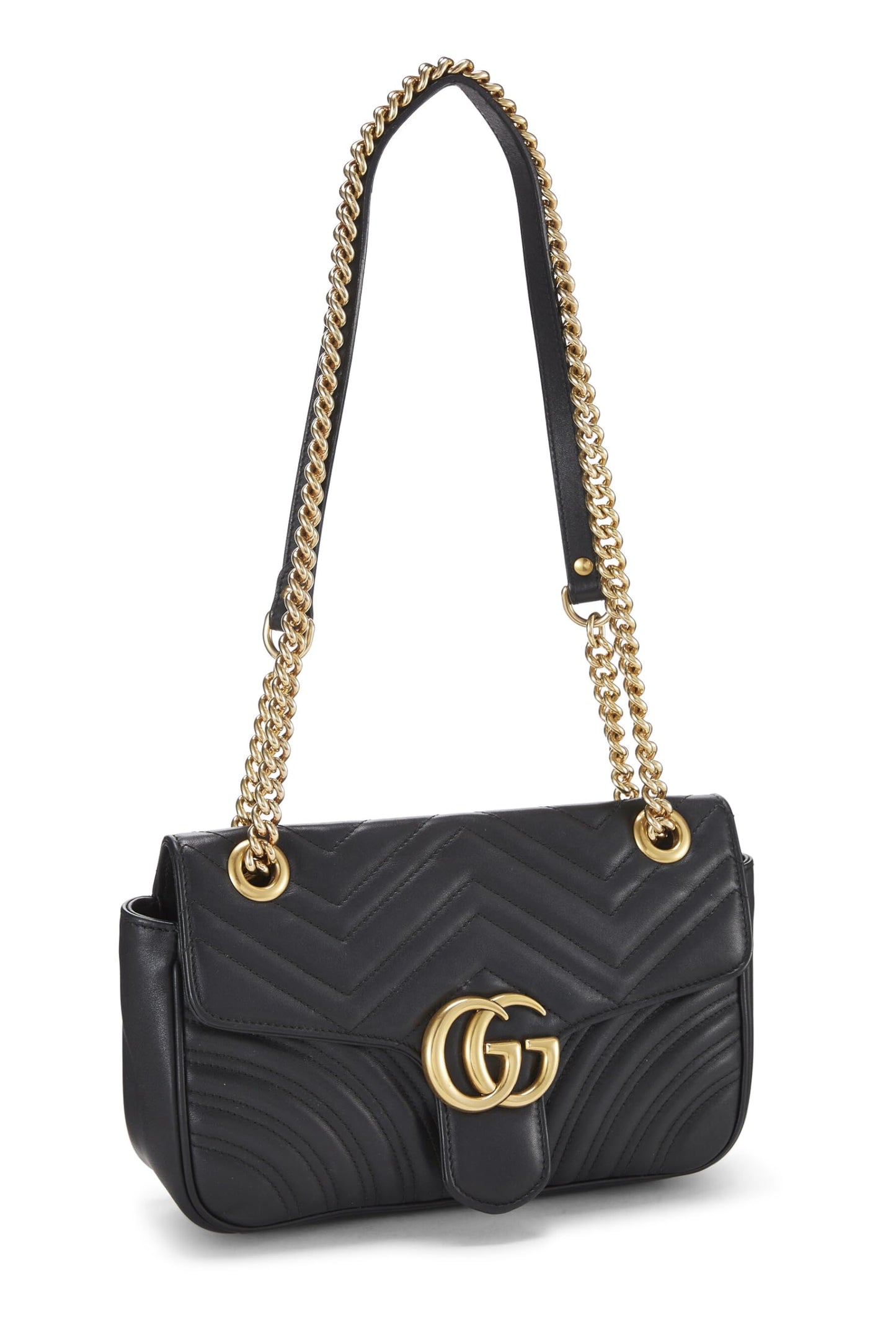 Gucci, Black Matelassé Leather Marmont Shoulder Bag Mini, Black