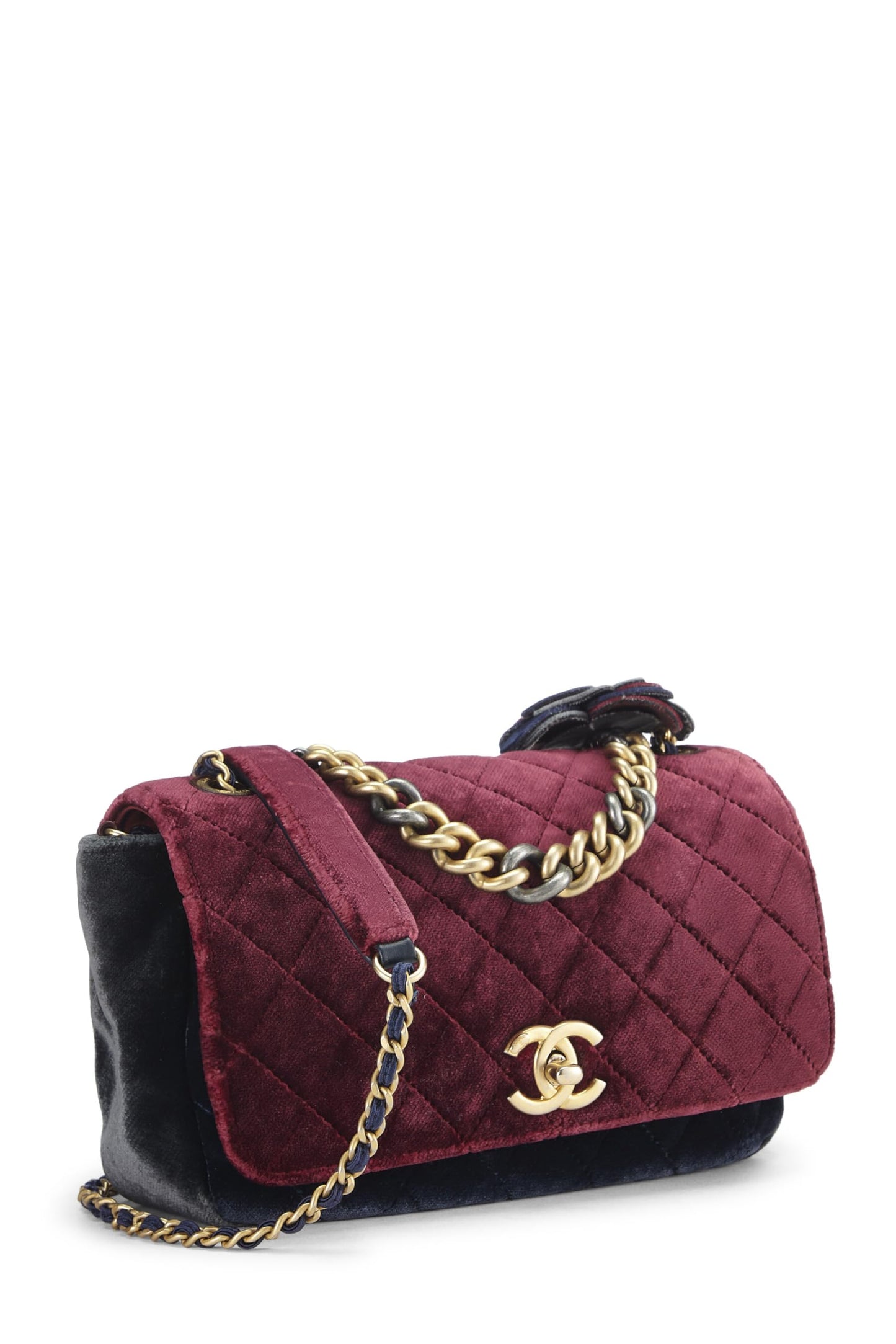 Chanel, Paris-Cosmopolite Tricolor Velour Private Affair Camellia Flap Bag Medium, Multi