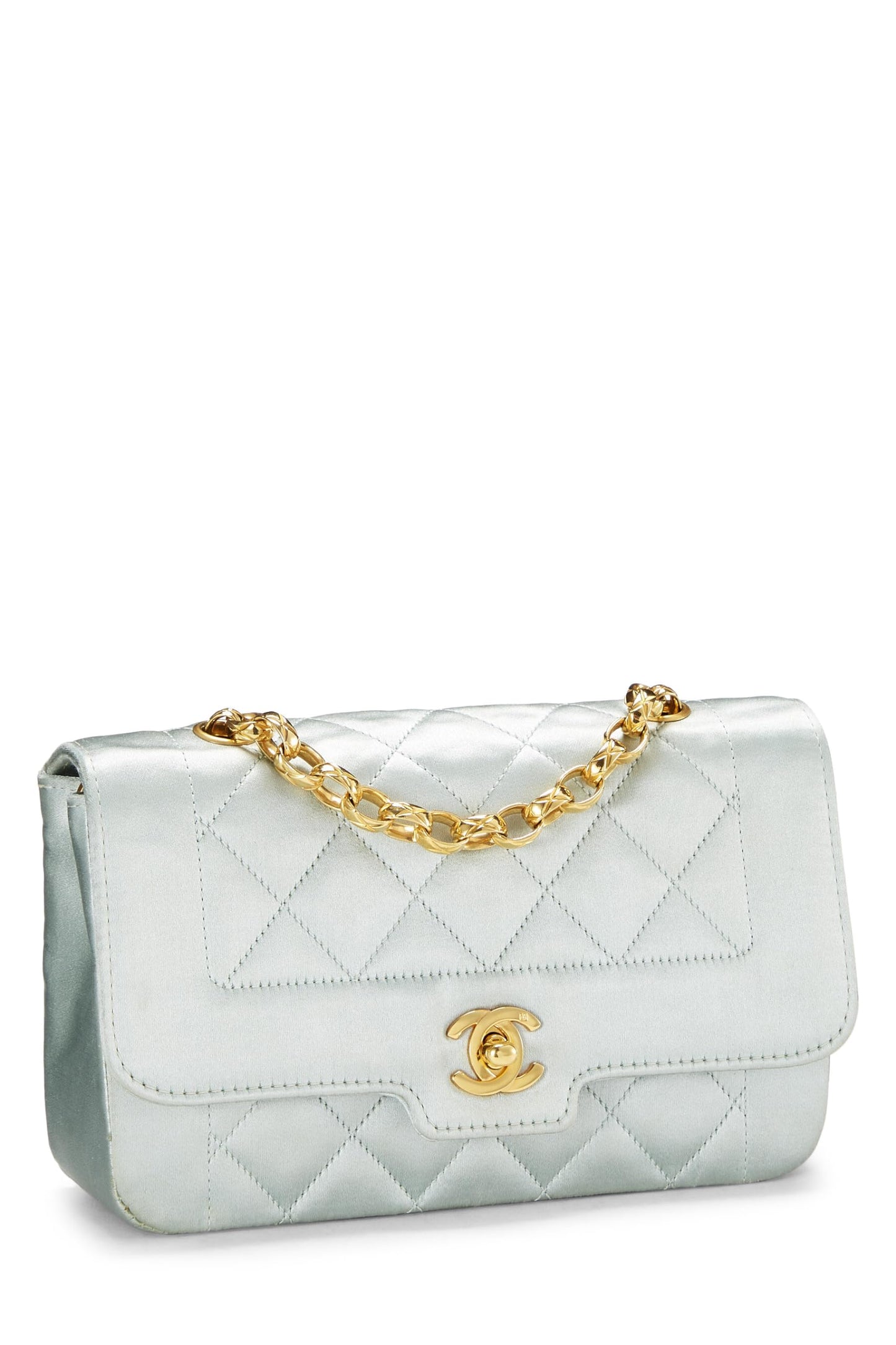 Chanel, Blue Satin Border Tab Mini, Blue