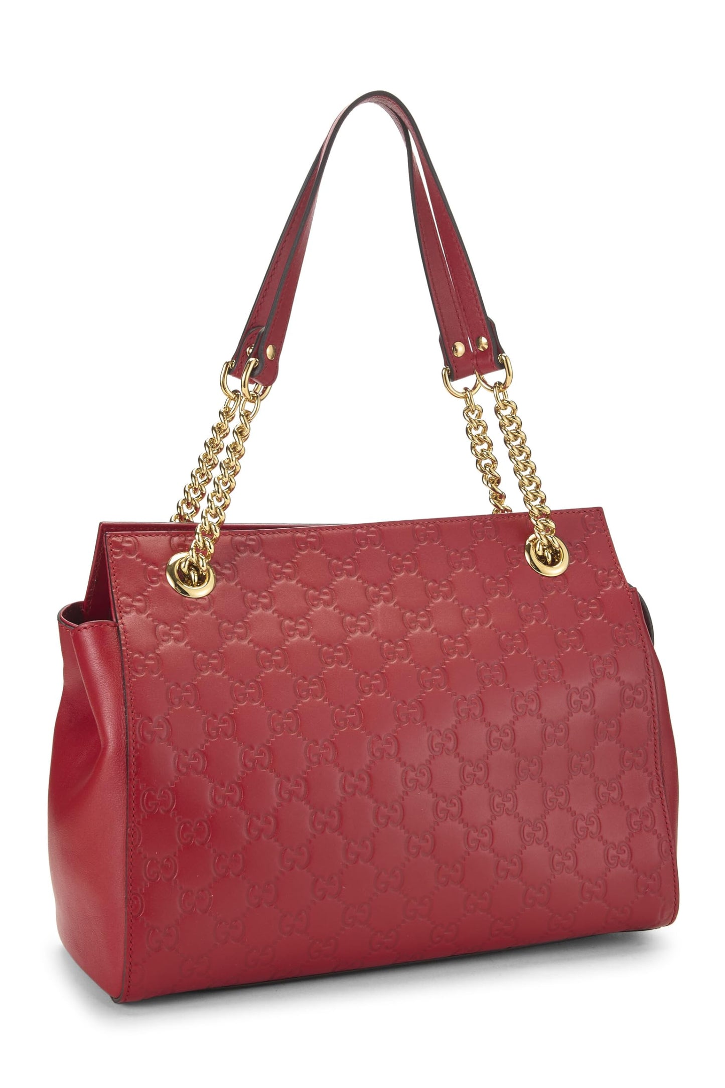 Gucci, Red Leather Guccissima Soft Chain Tote Medium, Red