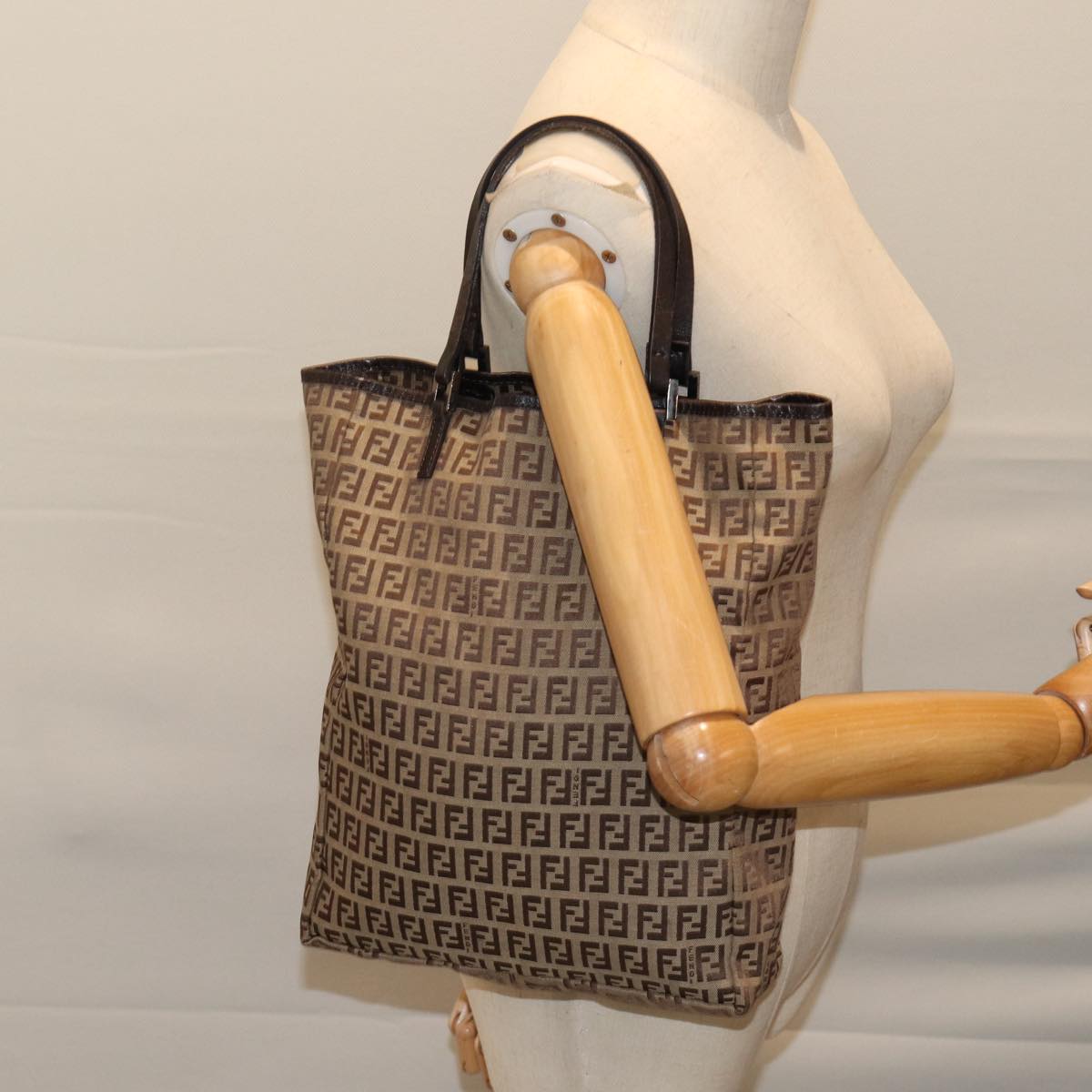 FENDI Zucchino Canvas Tote Bag Beige 71920