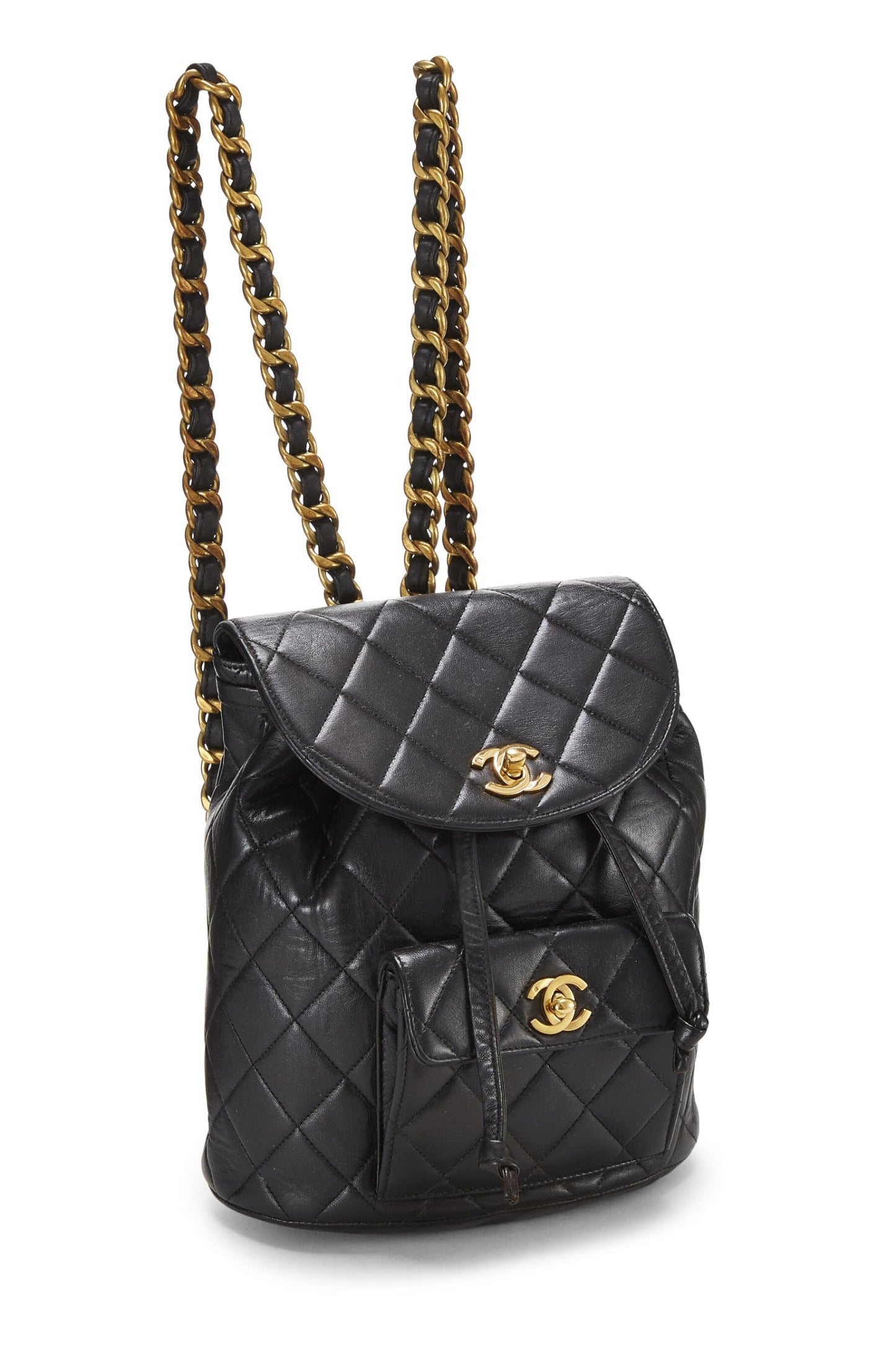 Chanel, Black Quilted Lambskin 'CC' Classic Backpack Medium, Black