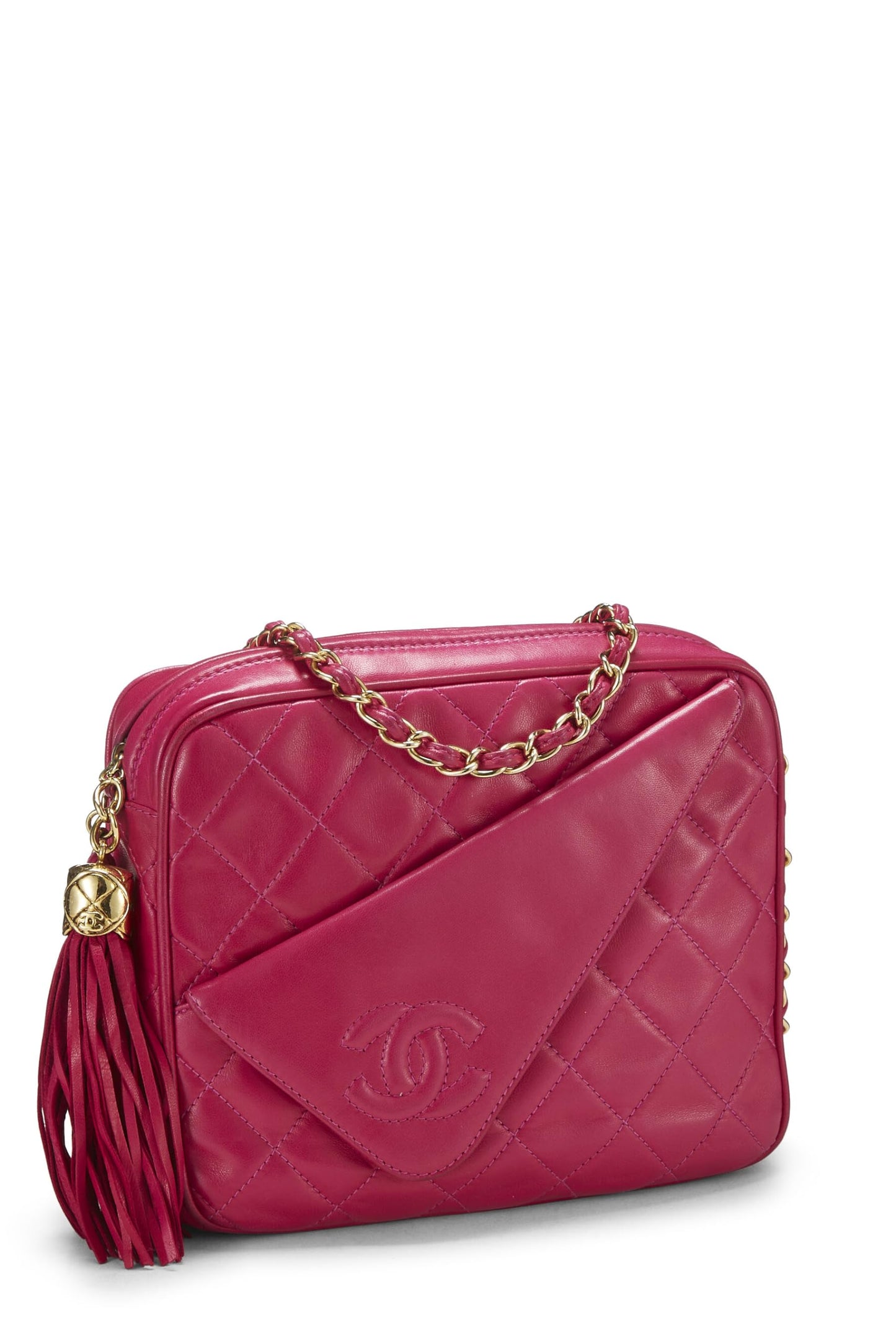 Chanel, Pink Lambskin Diagonal Camera Bag Small, Pink