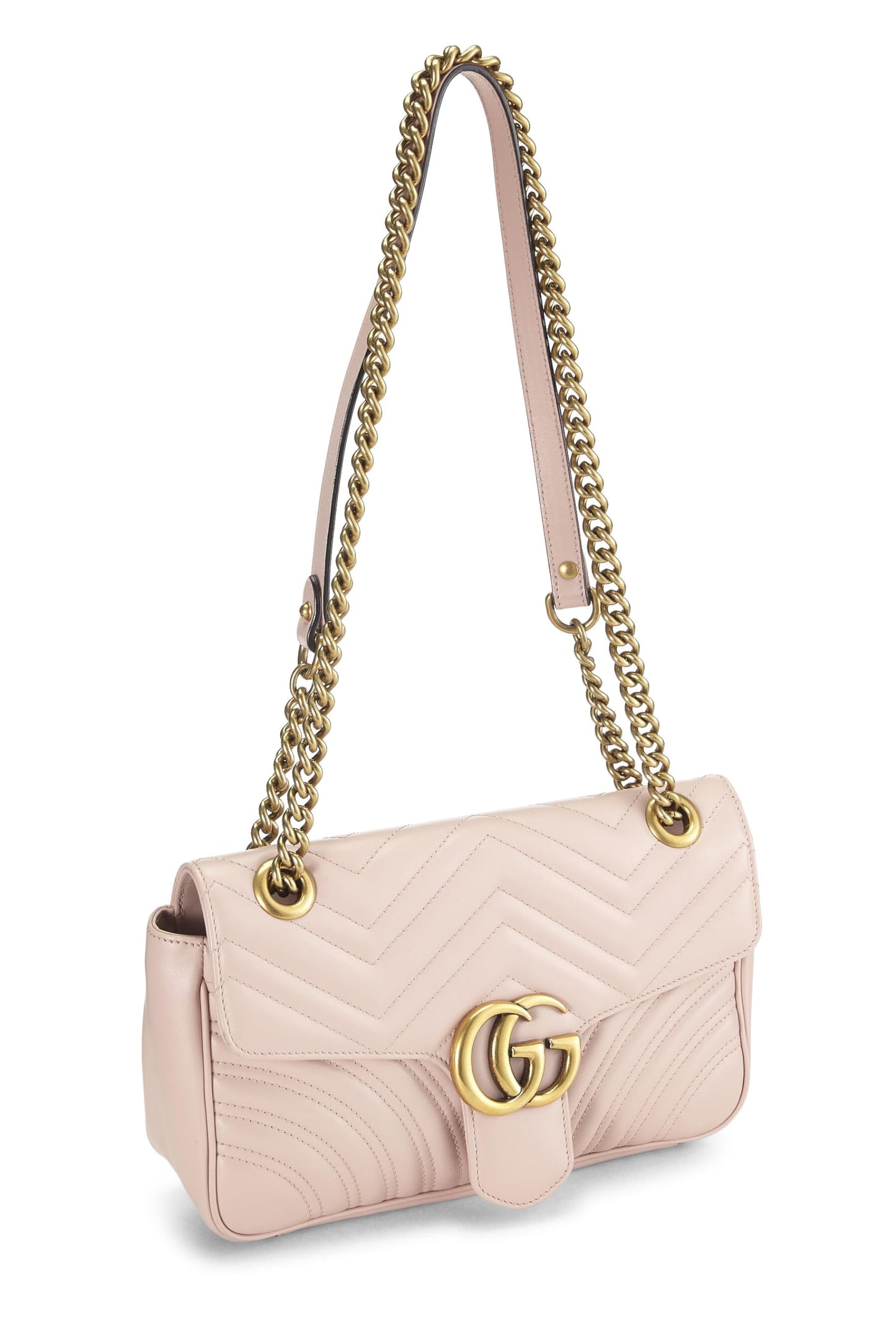 Gucci, Pink Leather GG Marmont Shoulder Bag Small, Pink