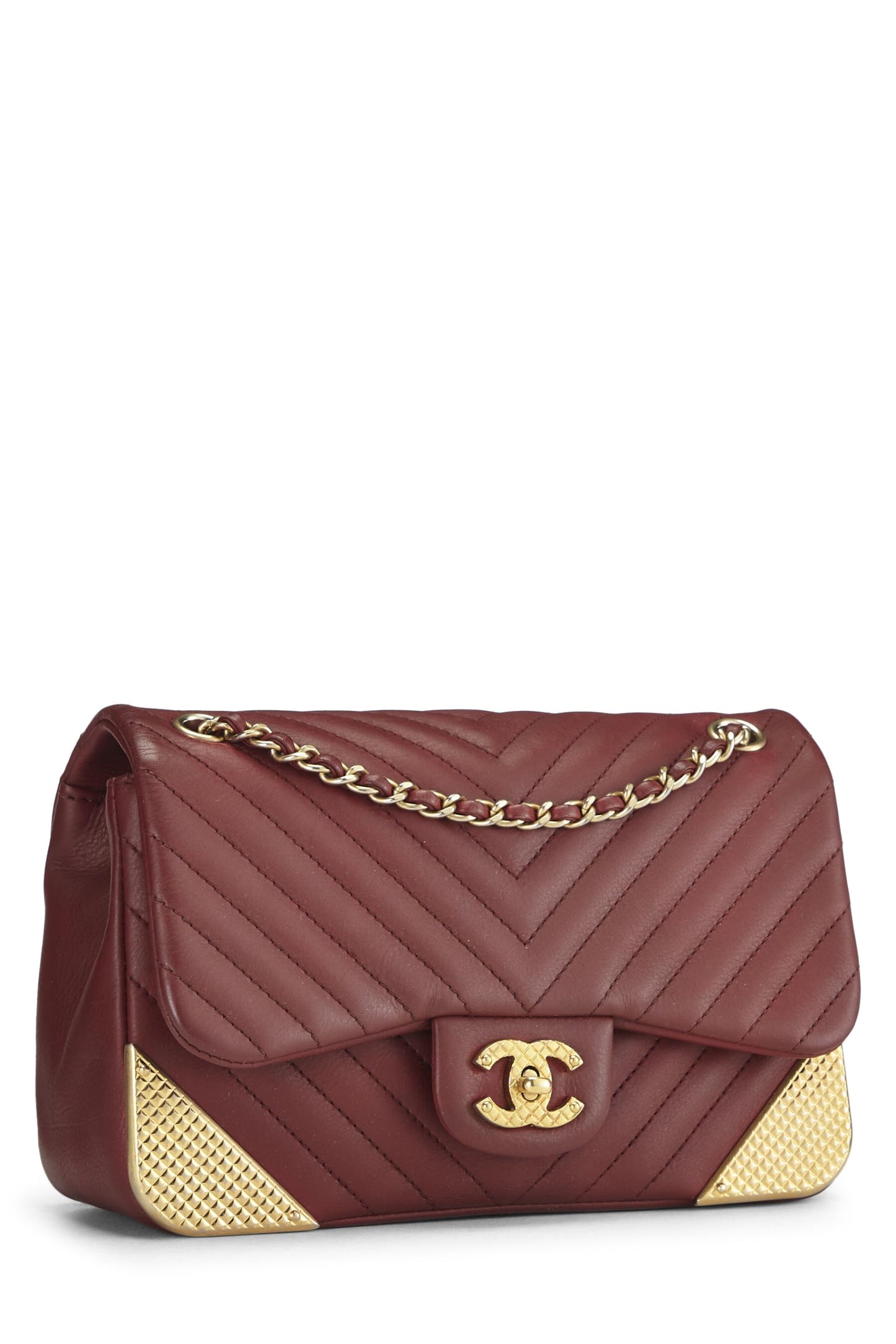 Chanel, Paris-Cosmopolite Red Chevron Lambskin Rock the Corner Flap Bag Small, Red