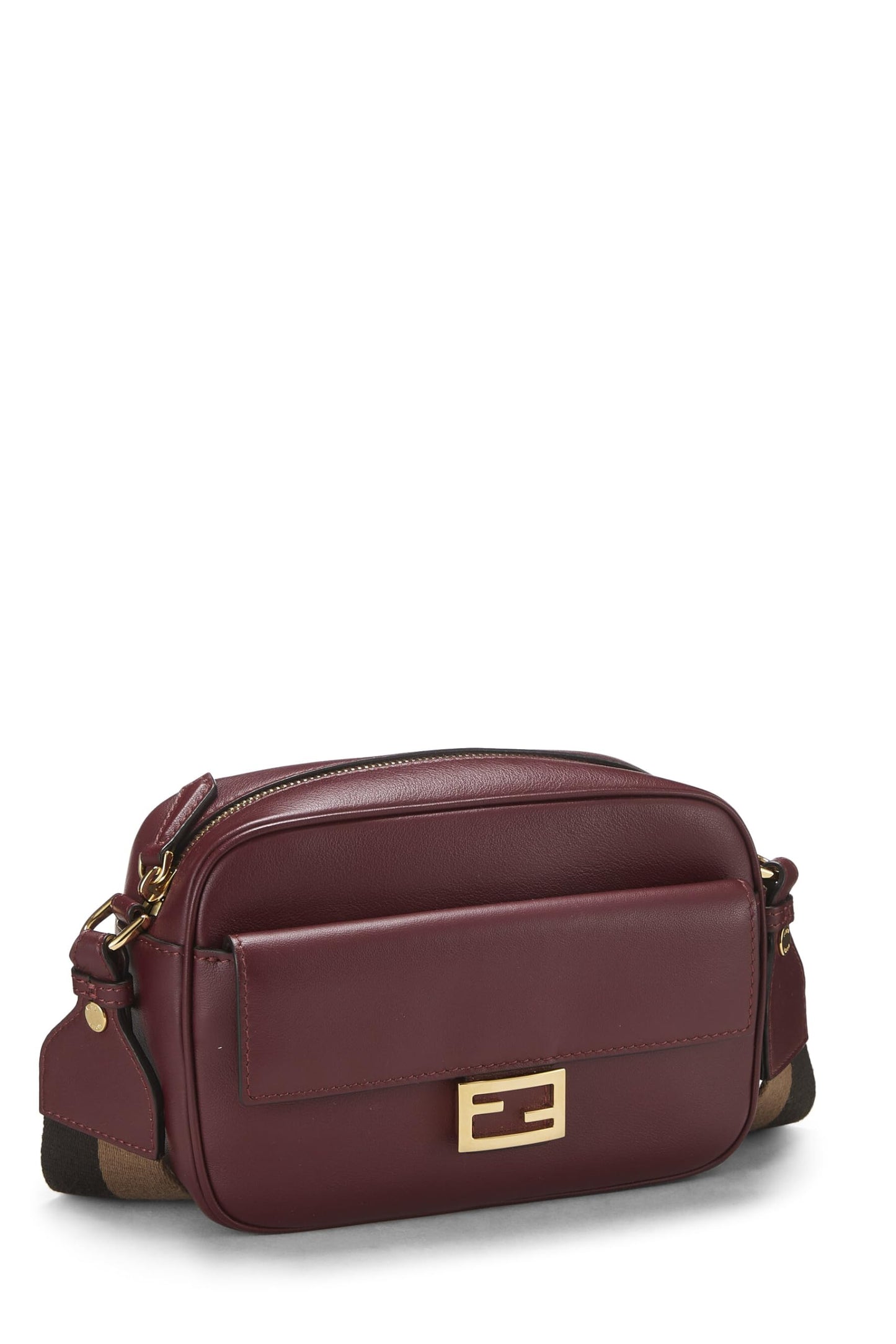 Fendi, Burgundy Leather Baguette Camera Medium, Burgundy