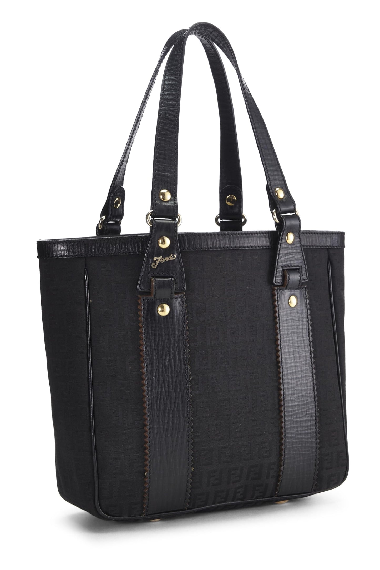 Fendi, Black Zucchino Canvas Tote Small, Black