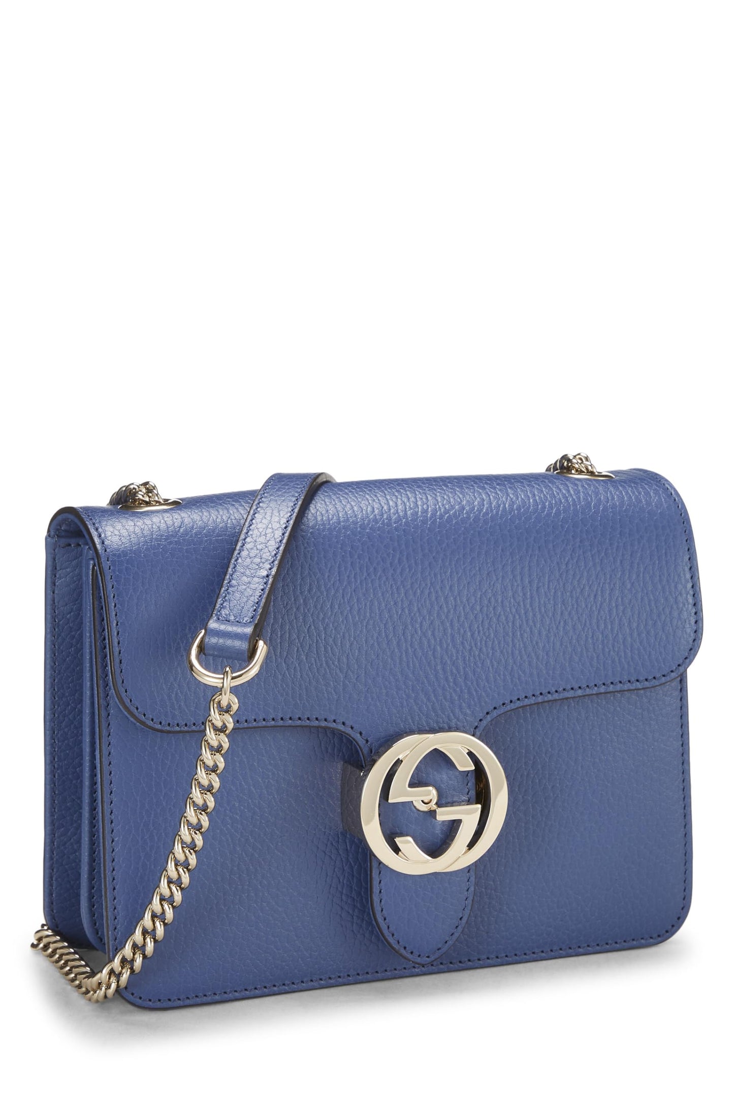 Gucci, Blue Leather Interlocking Crossbody Small, Blue