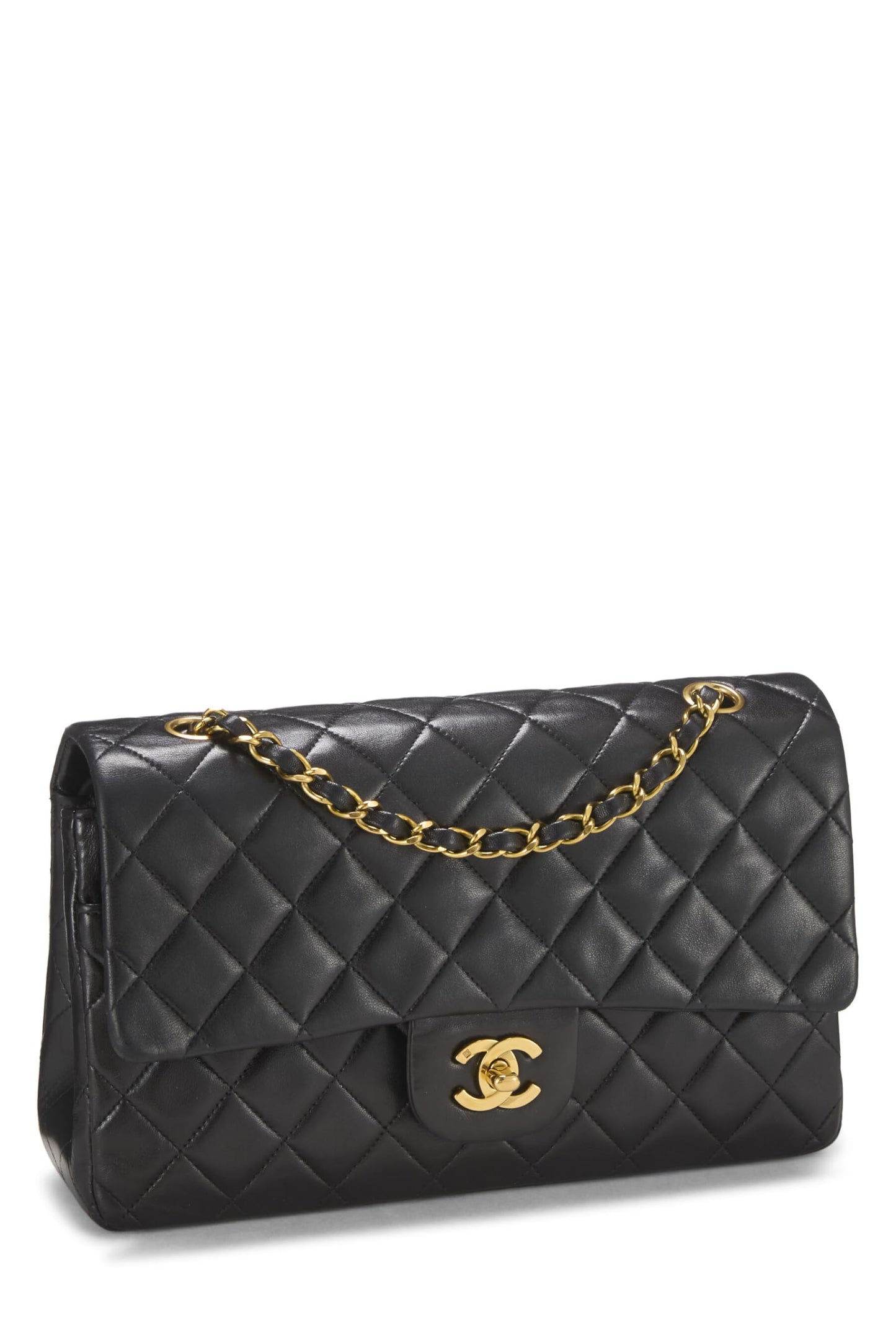 Chanel, Black Quilted Lambskin Classic Double Flap Medium, Black