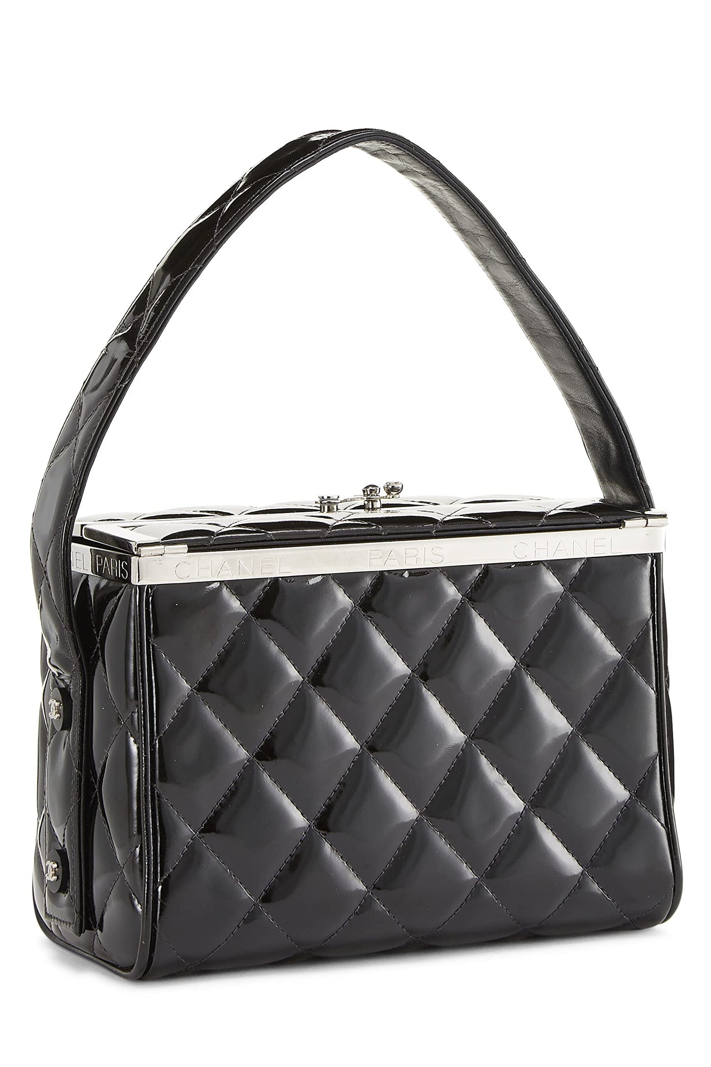 Chanel, Black Patent Leather Box Bag, Black