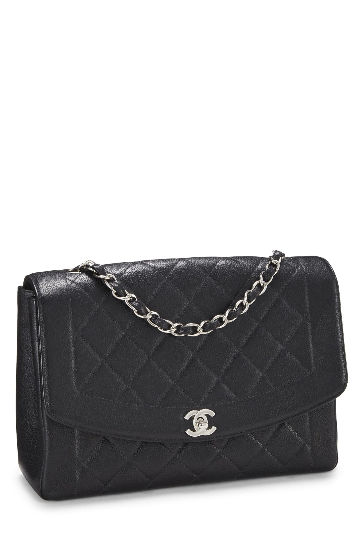 Chanel, Black Quilted Caviar Diana Flap Jumbo, Black