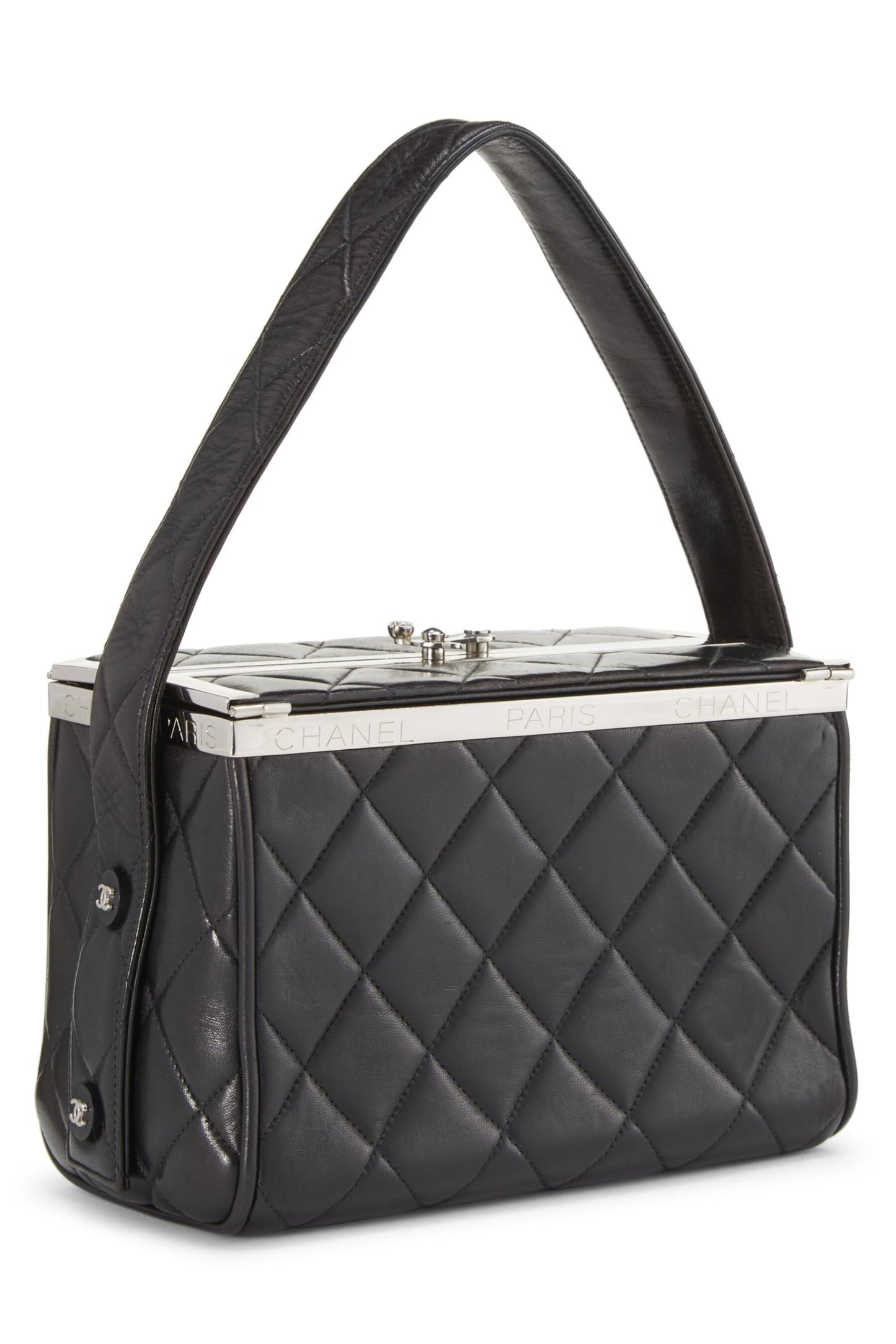 Chanel, Black Quilted Lambskin Box Vanity Small, Black
