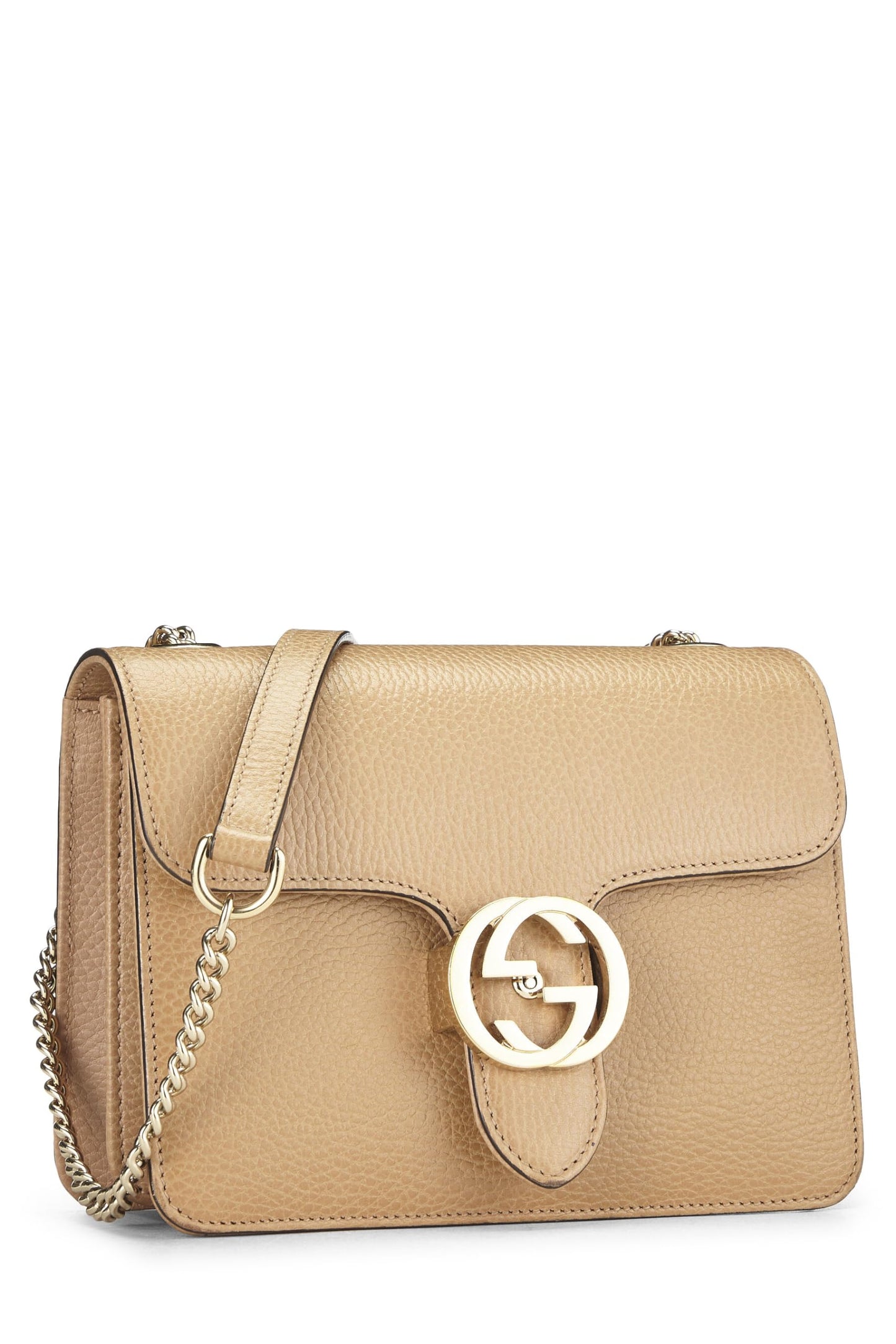 Gucci, Beige Leather Interlocking Crossbody Small, Beige
