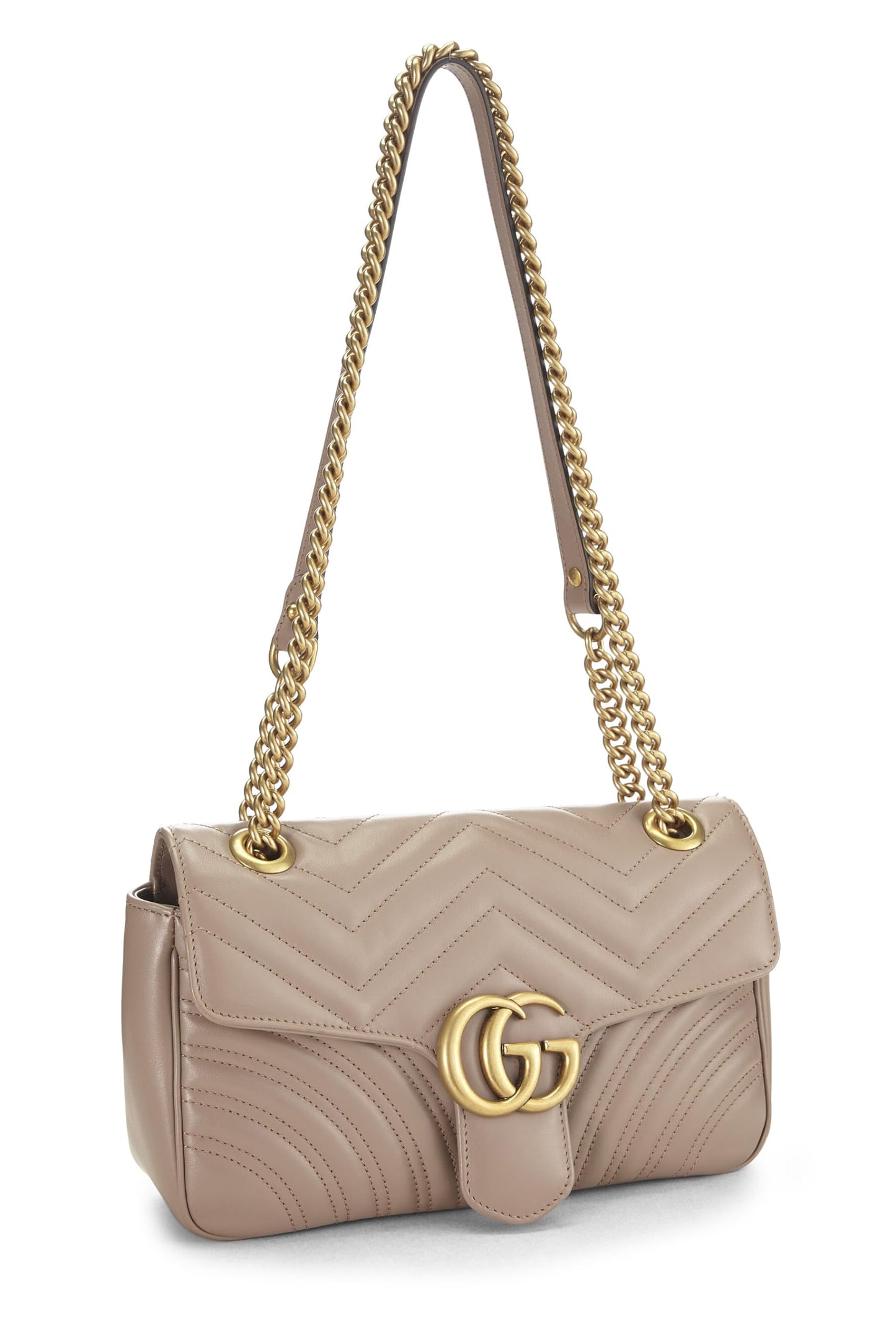 Gucci, Beige Leather GG Marmont Shoulder Bag Small, Beige