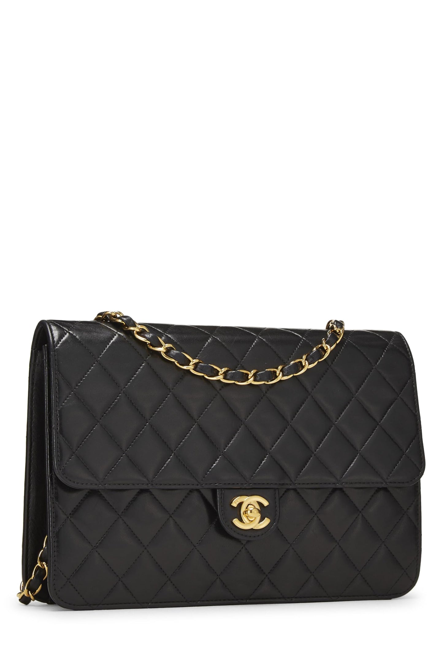 Chanel, Black Quilted Lambskin Turnlock Ex Flap Medium, Black