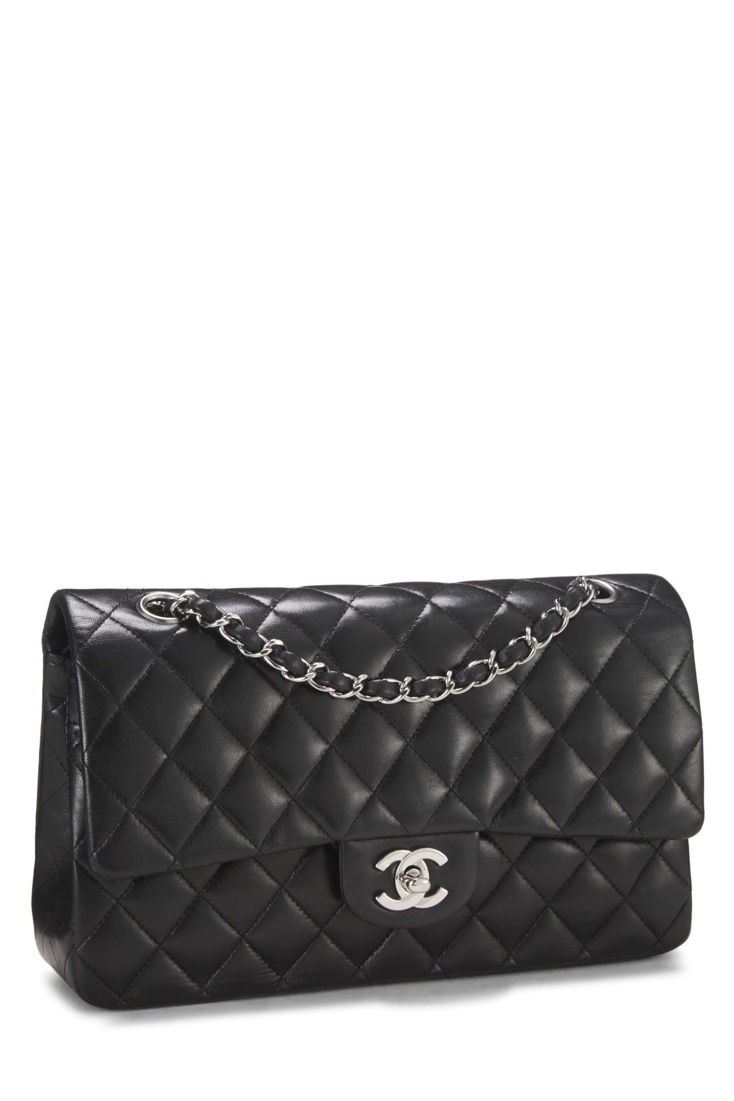 Chanel, Black Quilted Lambskin Classic Double Flap Medium, Black
