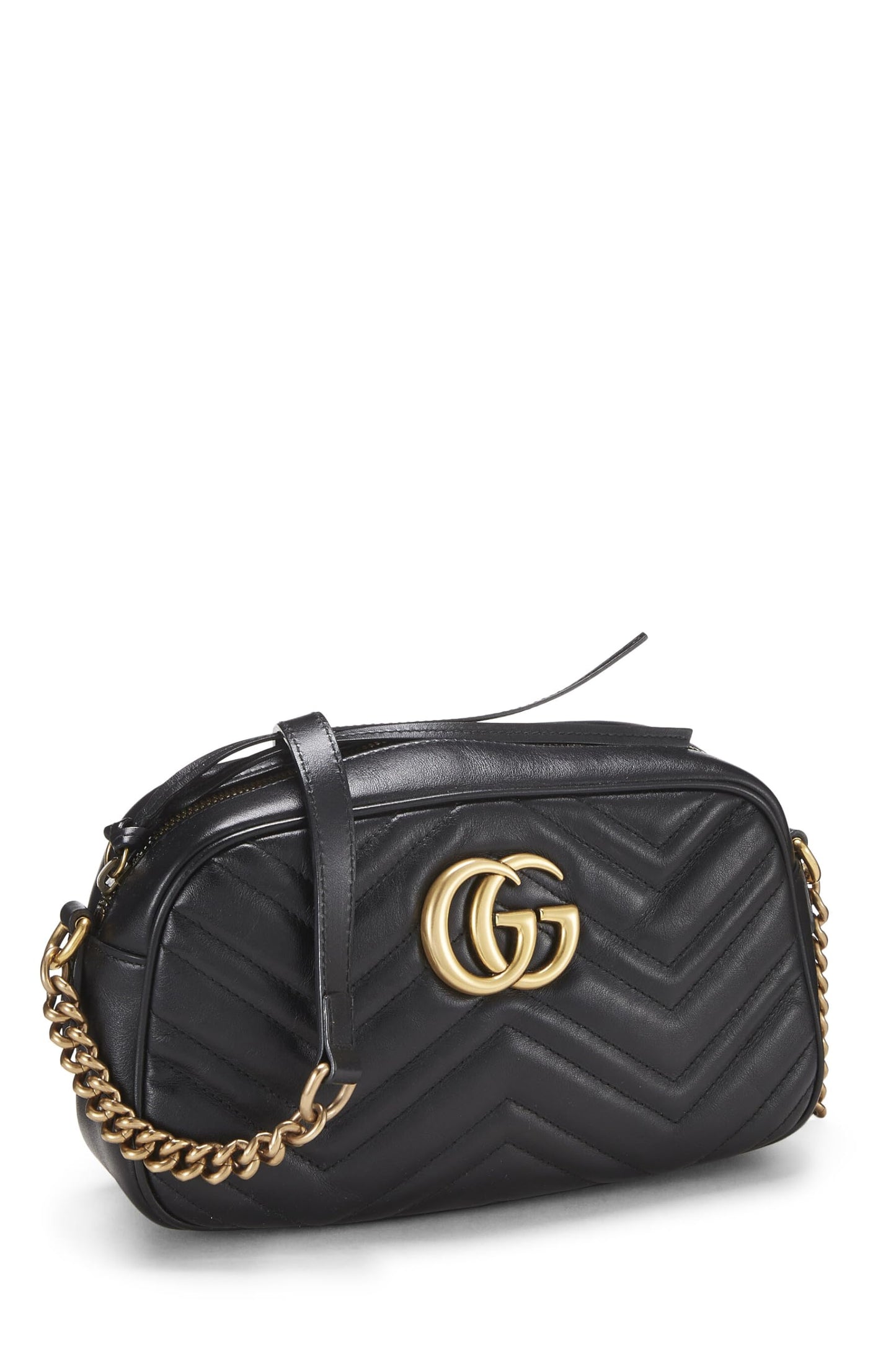 Gucci, Black Leather GG Marmont Crossbody Small, Black
