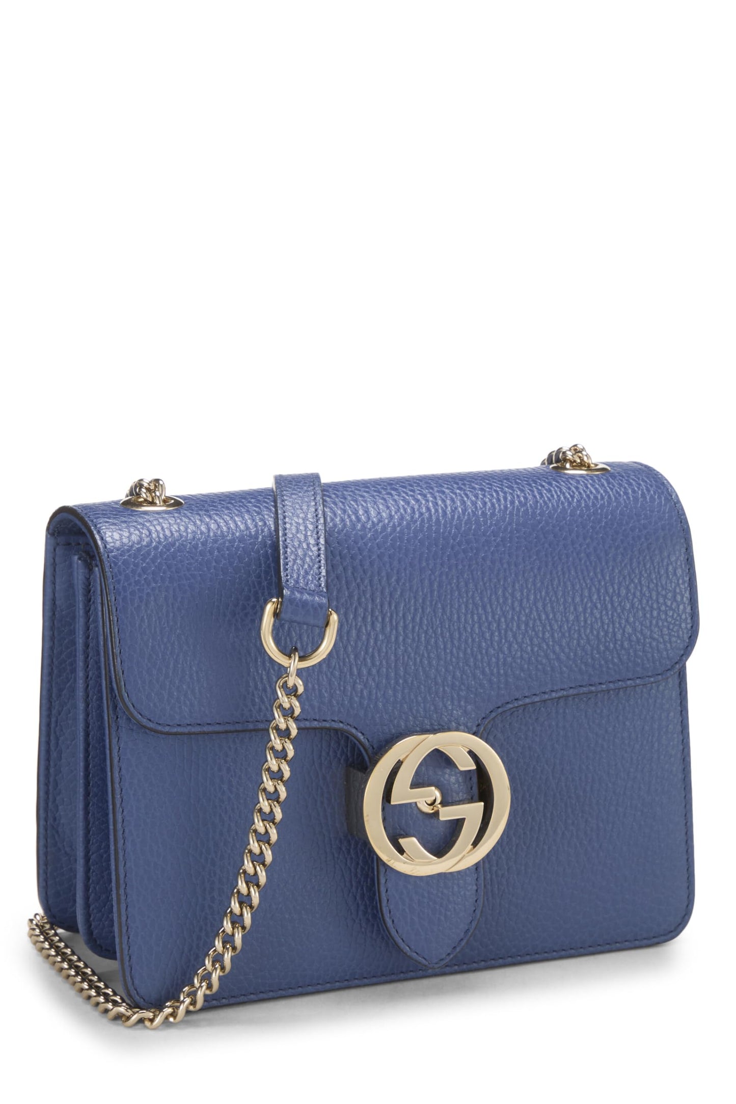 Gucci, Blue Leather Interlocking Crossbody Small, Blue