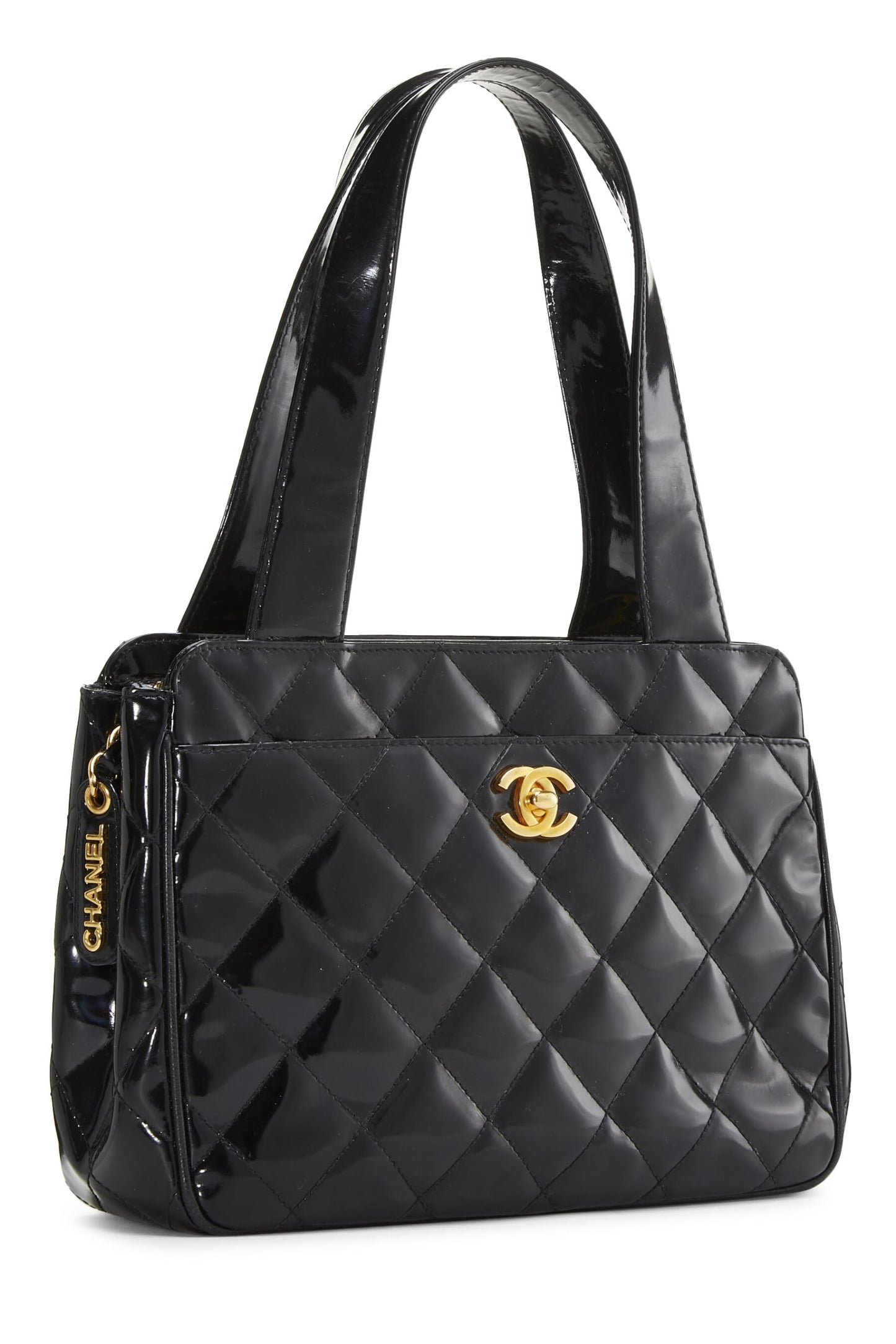 Chanel, Black Quilted Patent Leather Handbag Small, Black