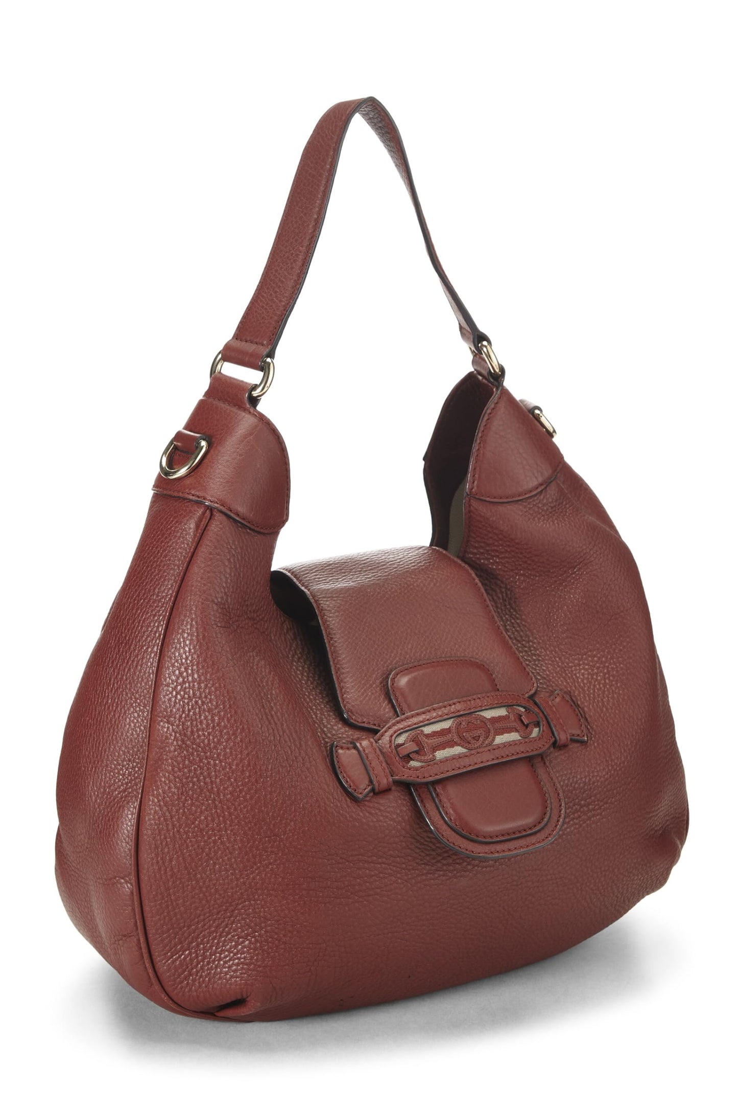 Gucci, Burgundy Leather Dressage Horsebit Hobo, Burgundy