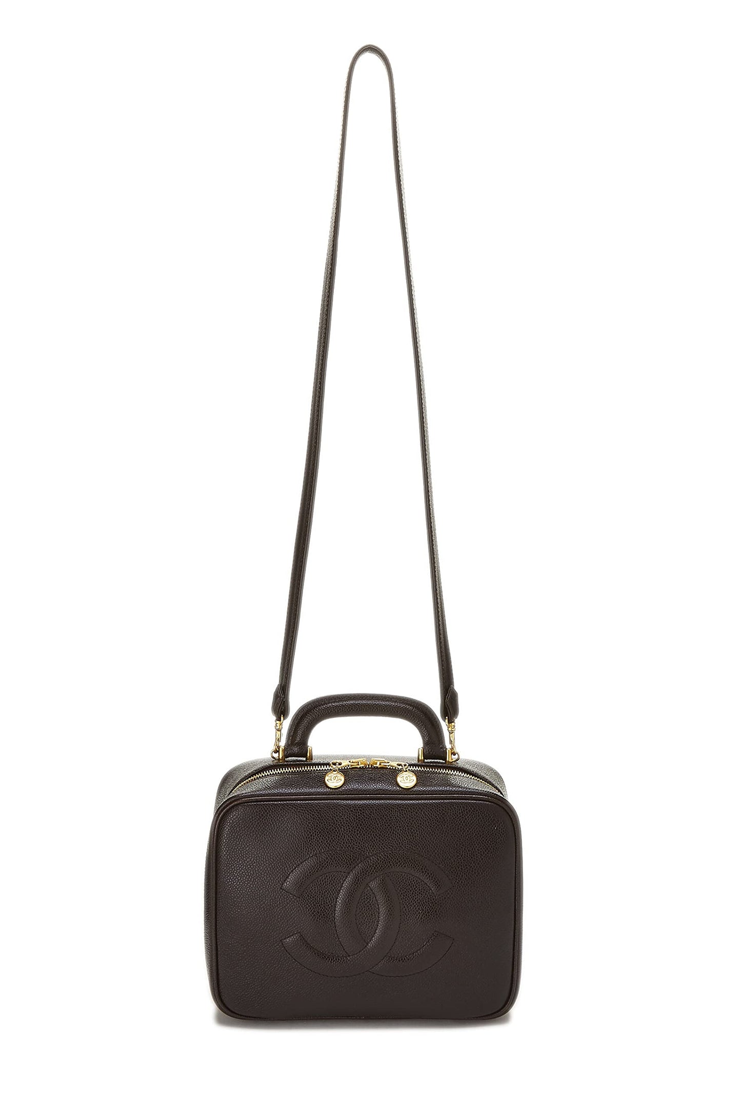Chanel, Brown Caviar Lunch Box Vanity, Brown