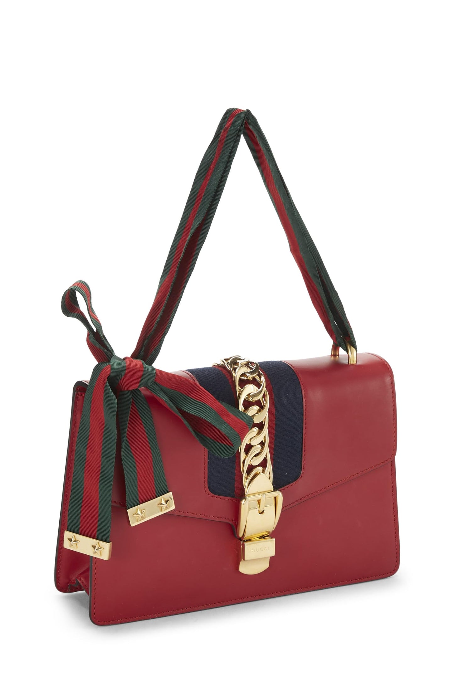 Gucci, Red Leather Sylvie Shoulder Bag, Red
