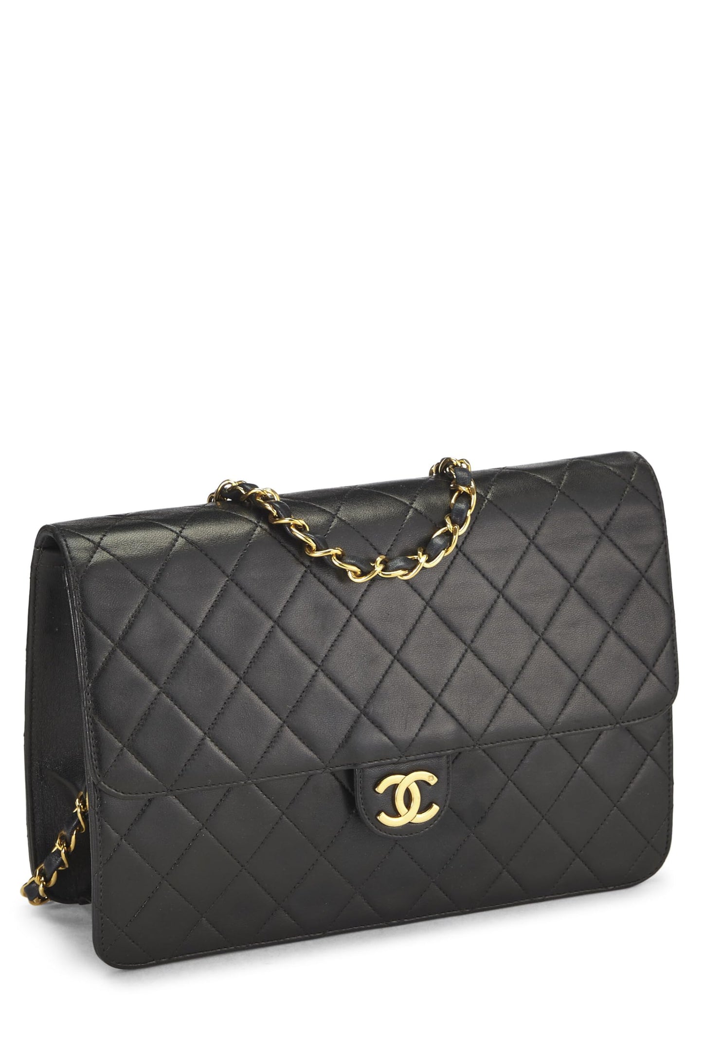 Chanel, Black Quilted Lambskin Ex Flap Medium, Black