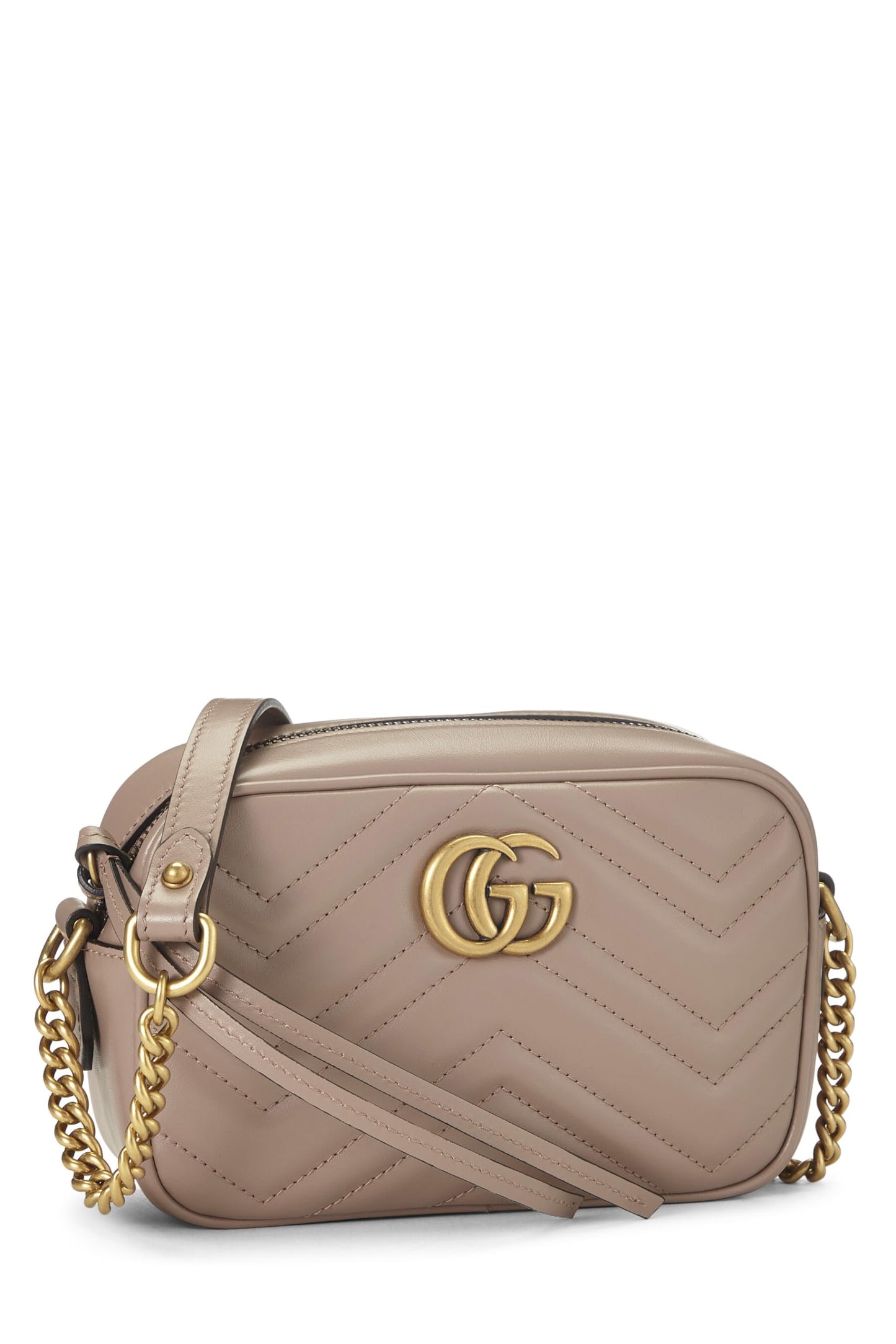 Gucci, Pink Leather GG Marmont Crossbody Bag Small, Pink