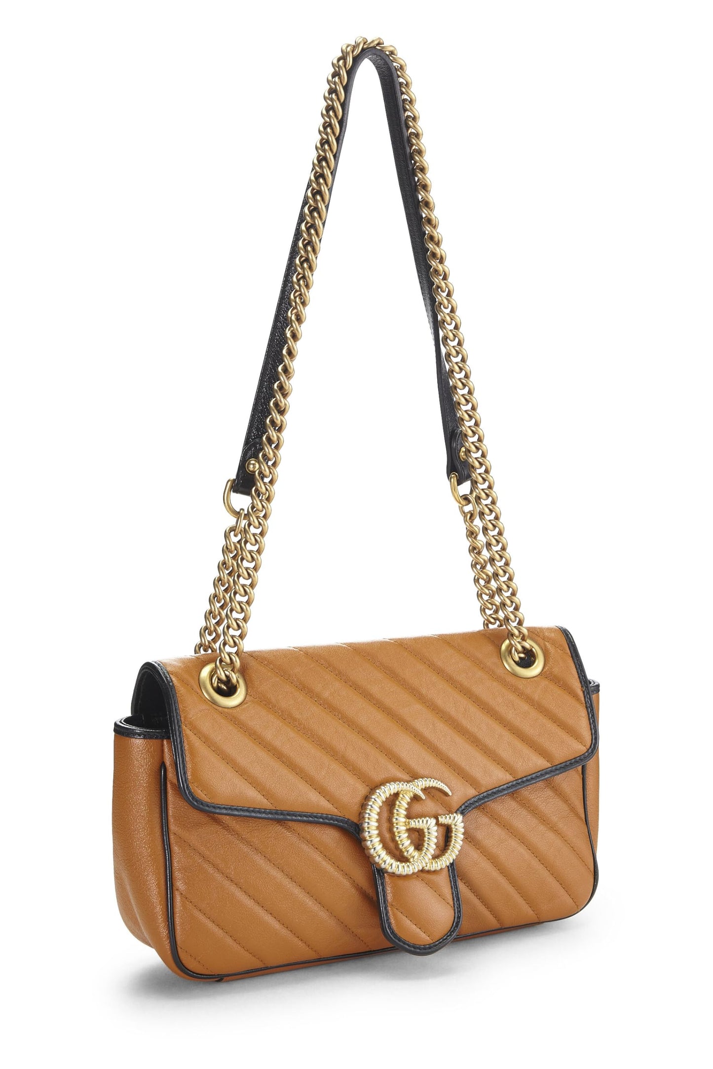 Gucci, Orange Leather Torchon GG Marmont Shoulder Bag Small, Orange