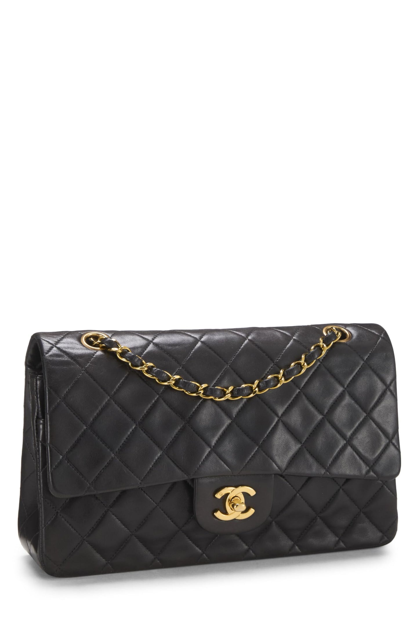 Chanel, Black Quilted Lambskin Classic Double Flap Medium, Black