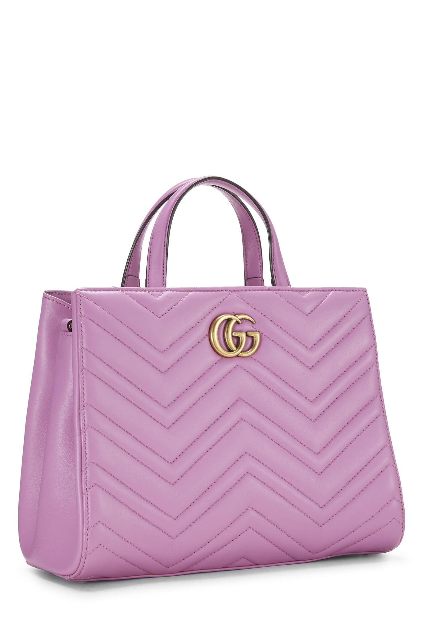 Gucci, Pink Leather GG Marmont Top Handle Bag Small, Pink