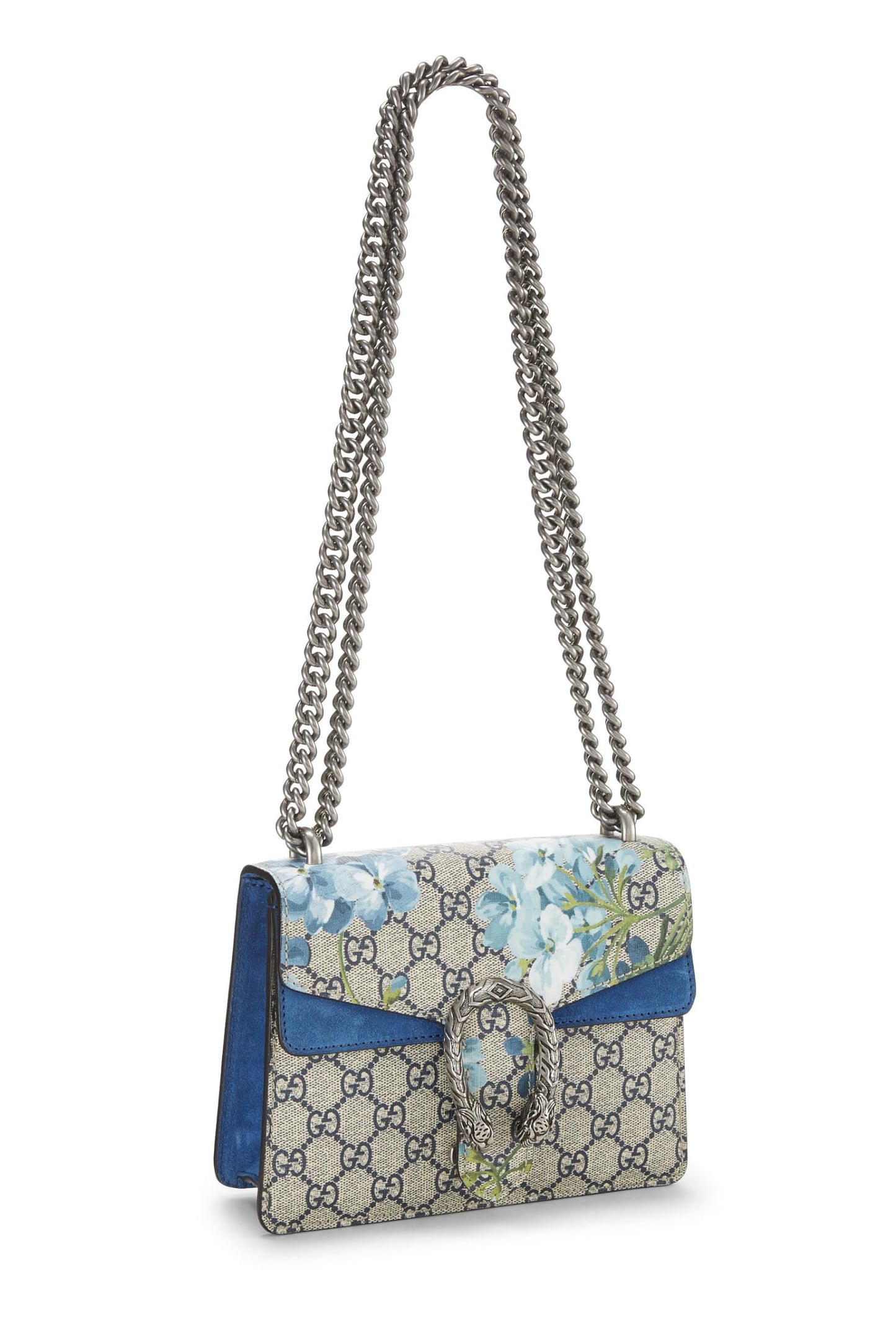 Gucci, Blue GG Blooms Supreme Canvas Dionysus Shoulder Bag Mini, Blue