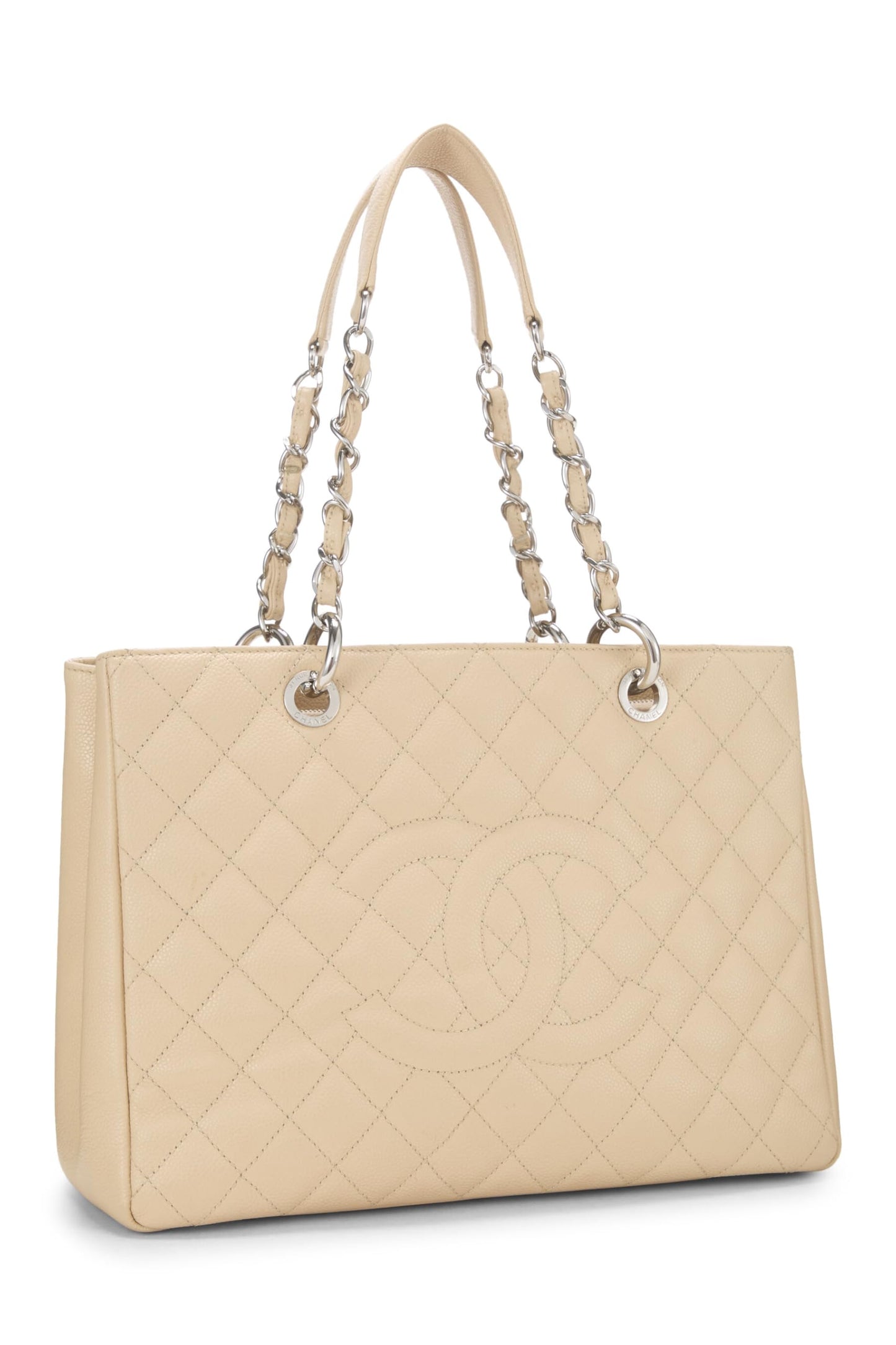 Chanel, Beige Quilted Caviar Grand Shopping Tote (GST), Beige
