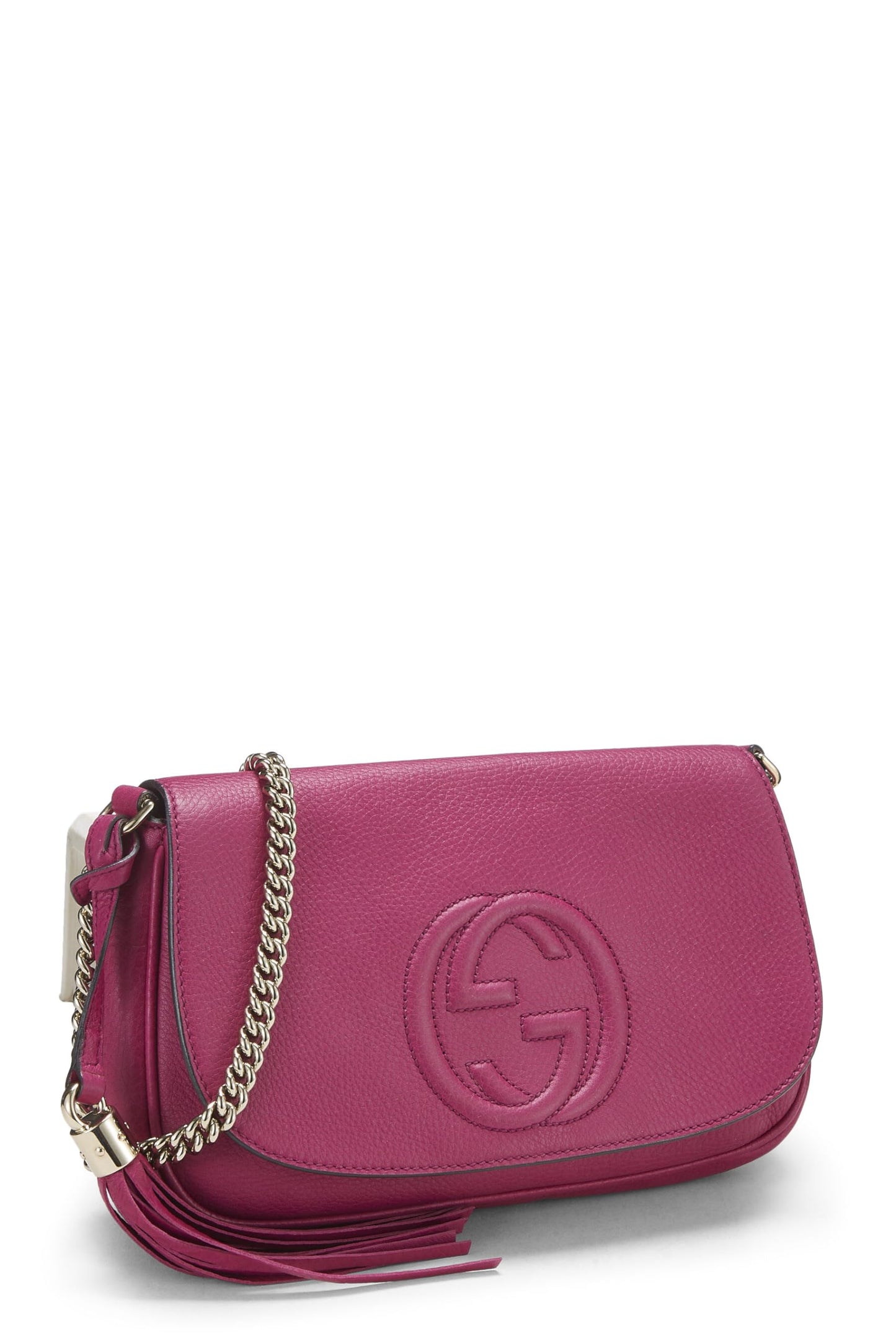 Gucci, Pink Grained Leather Soho Chain Flap Crossbody, Pink