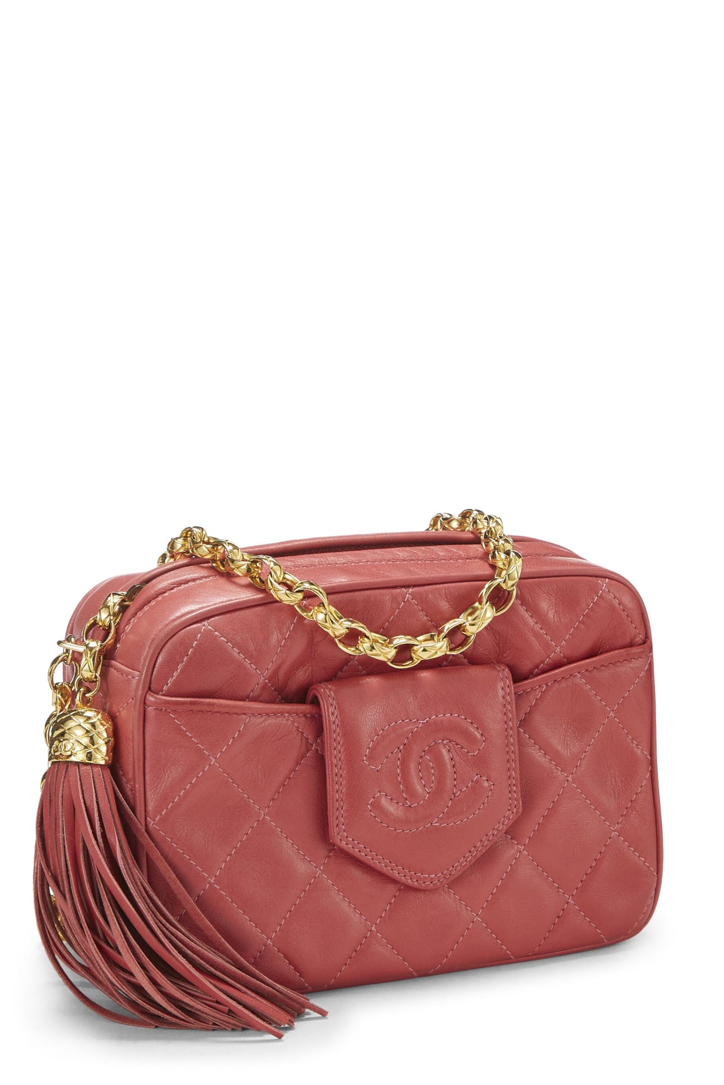 Chanel, Pink Lambskin Diamond 'CC' Tab Camera Bag Mini, Pink