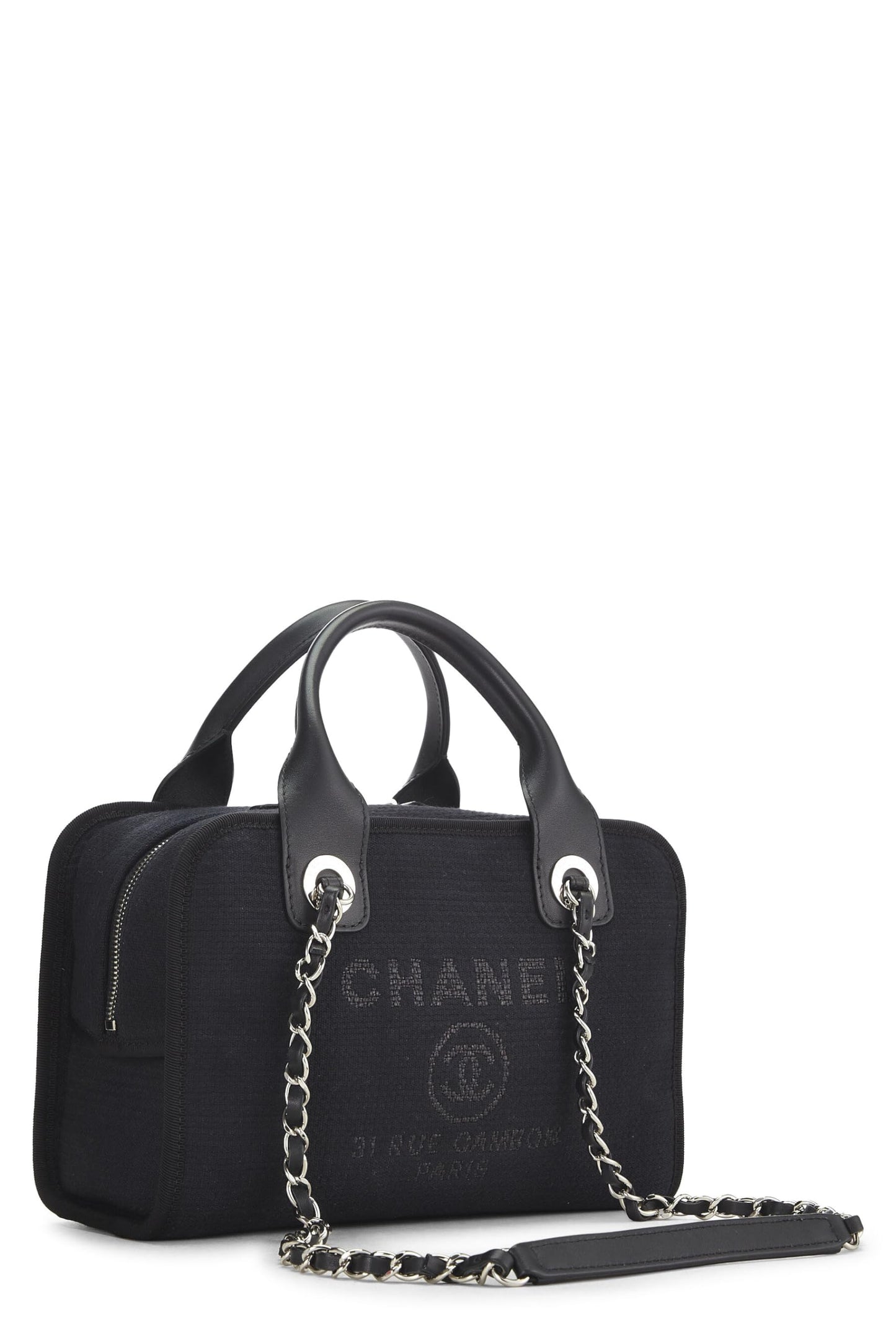 Chanel, Black Canvas Deauville Bowler, Black