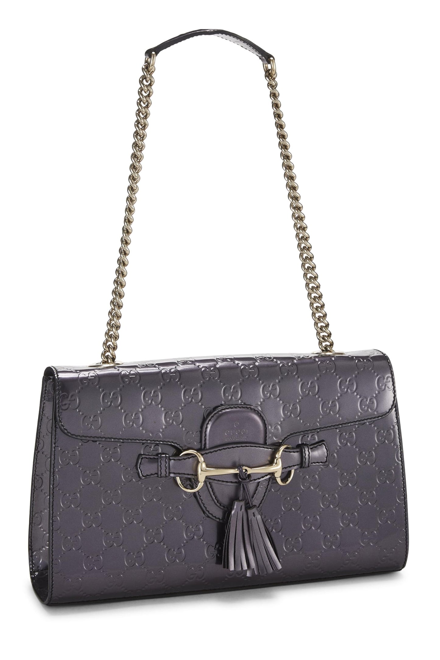 Gucci, Purple Guccissima Patent Leather Emily Chain Shoulder Bag, Purple