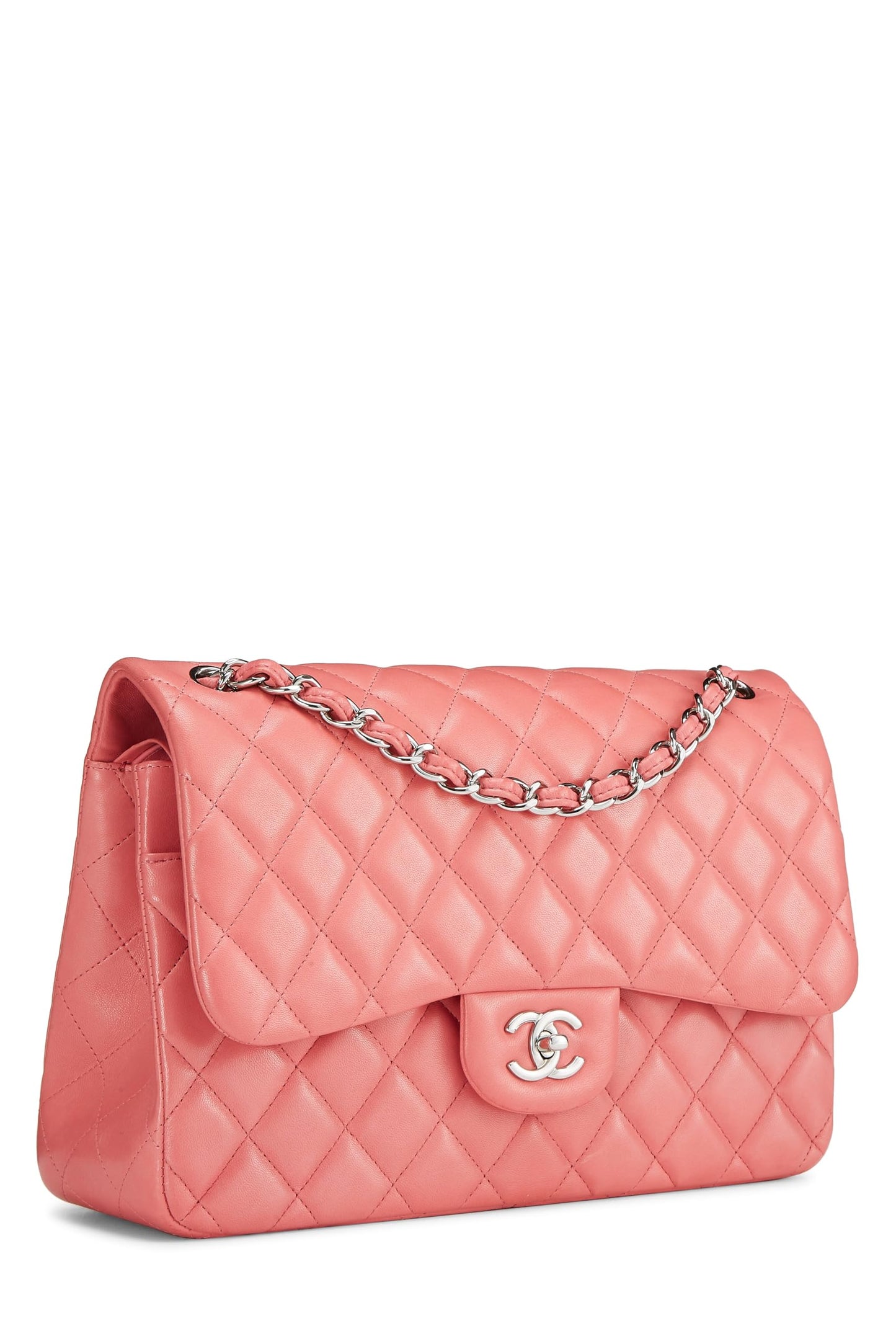 Chanel, Pink Quilted Lambskin New Classic Double Flap Jumbo, Pink