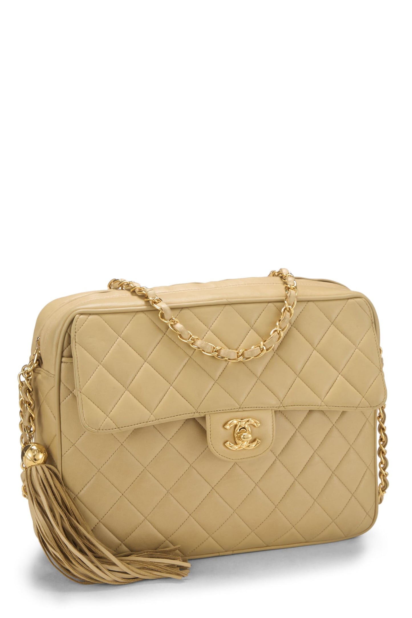 Chanel, Beige Quilted Lambskin Pocket Camera Bag Large, Beige