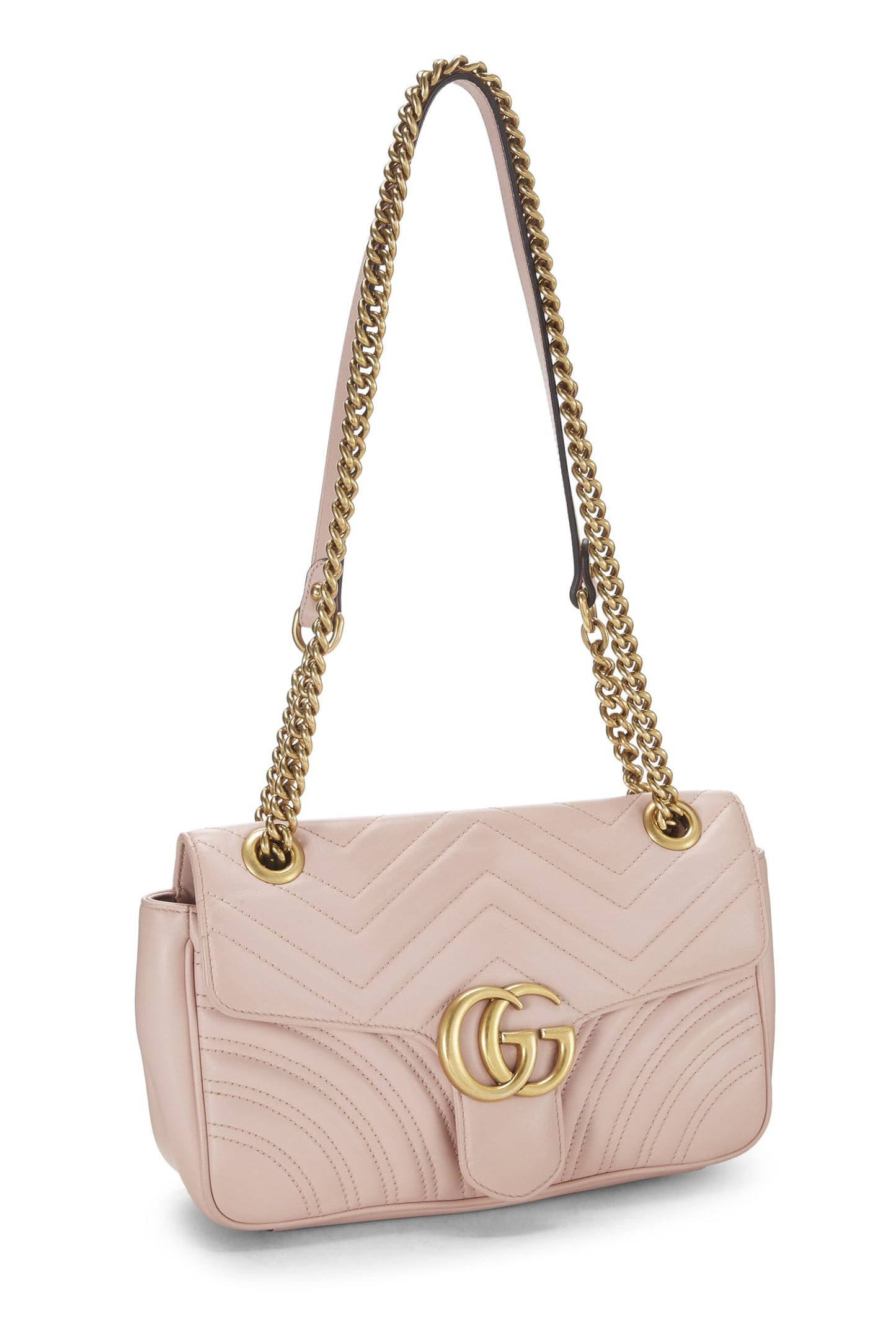 Gucci, Pink Matelassé Leather GG Marmont Shoulder Bag, Pink