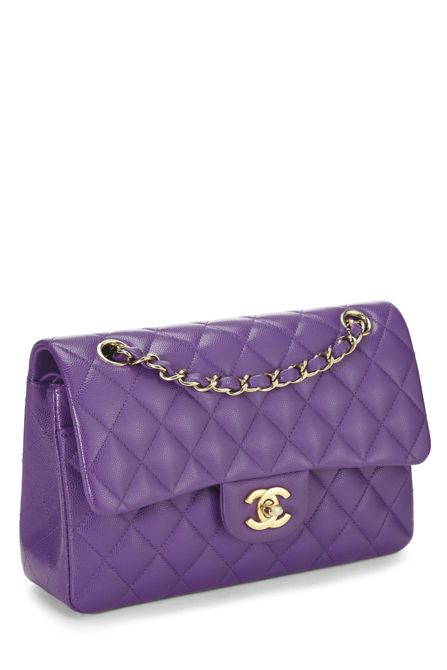 Chanel, Purple Quilted Caviar Classic Double Flap Small, Purple