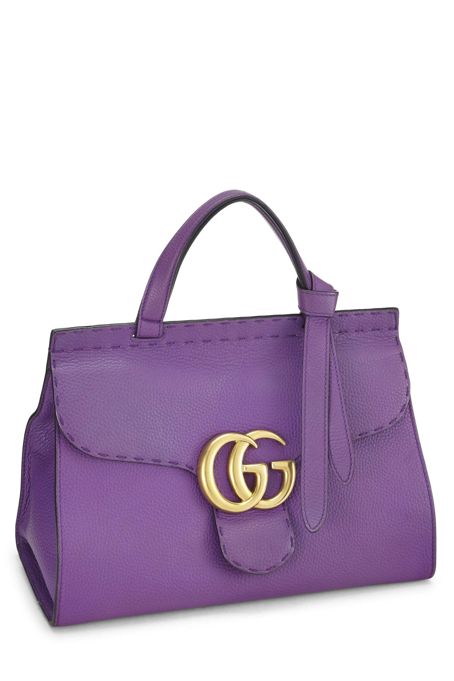 Gucci, Purple Leather Marmont Top Handle Flap Bag Small, Purple